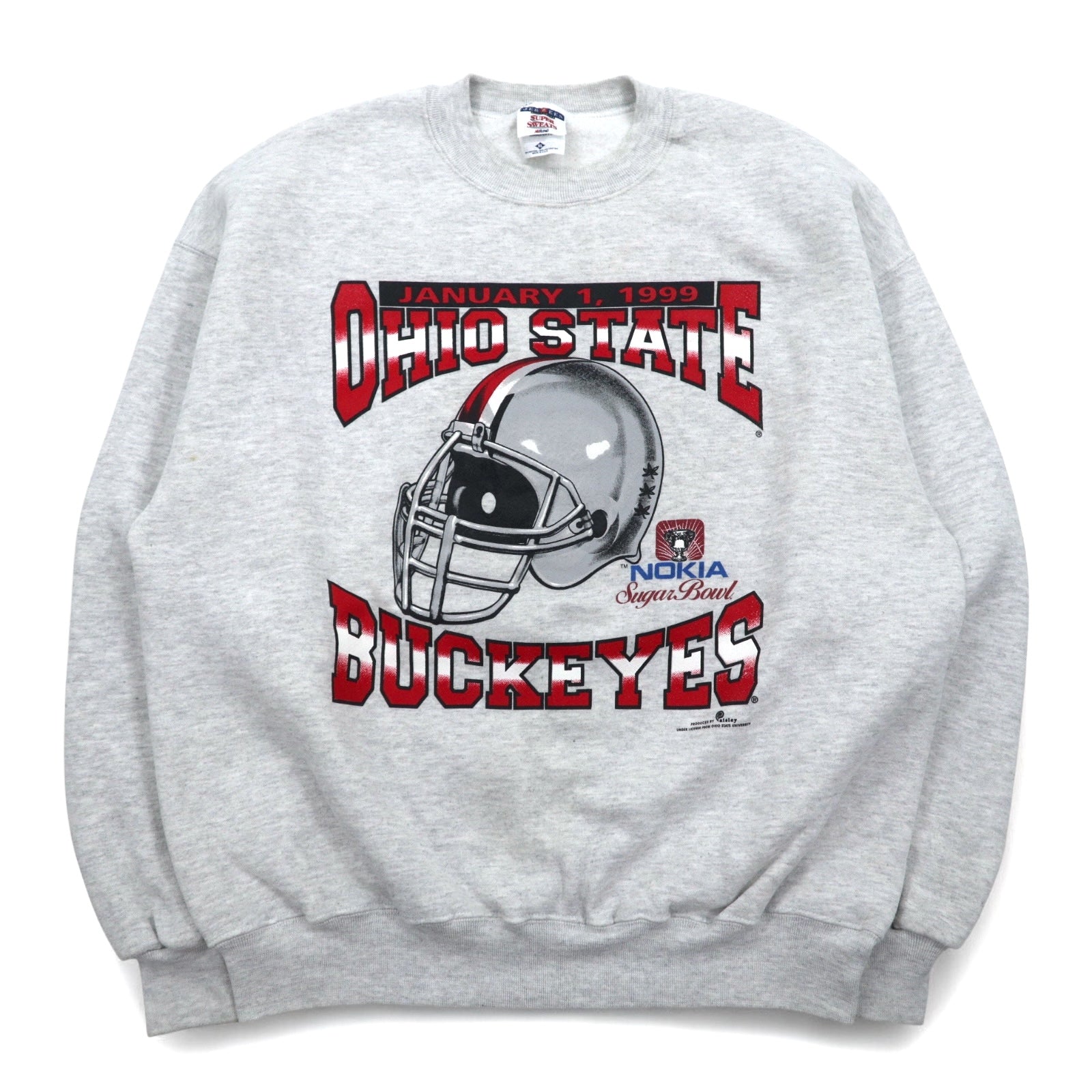 JERZEES Made in USA Anni '90 SUPER SWEATS Stampa College Football Felpa XL Grigia Cotone Felpata NCAA Ohio State Buckeyes football