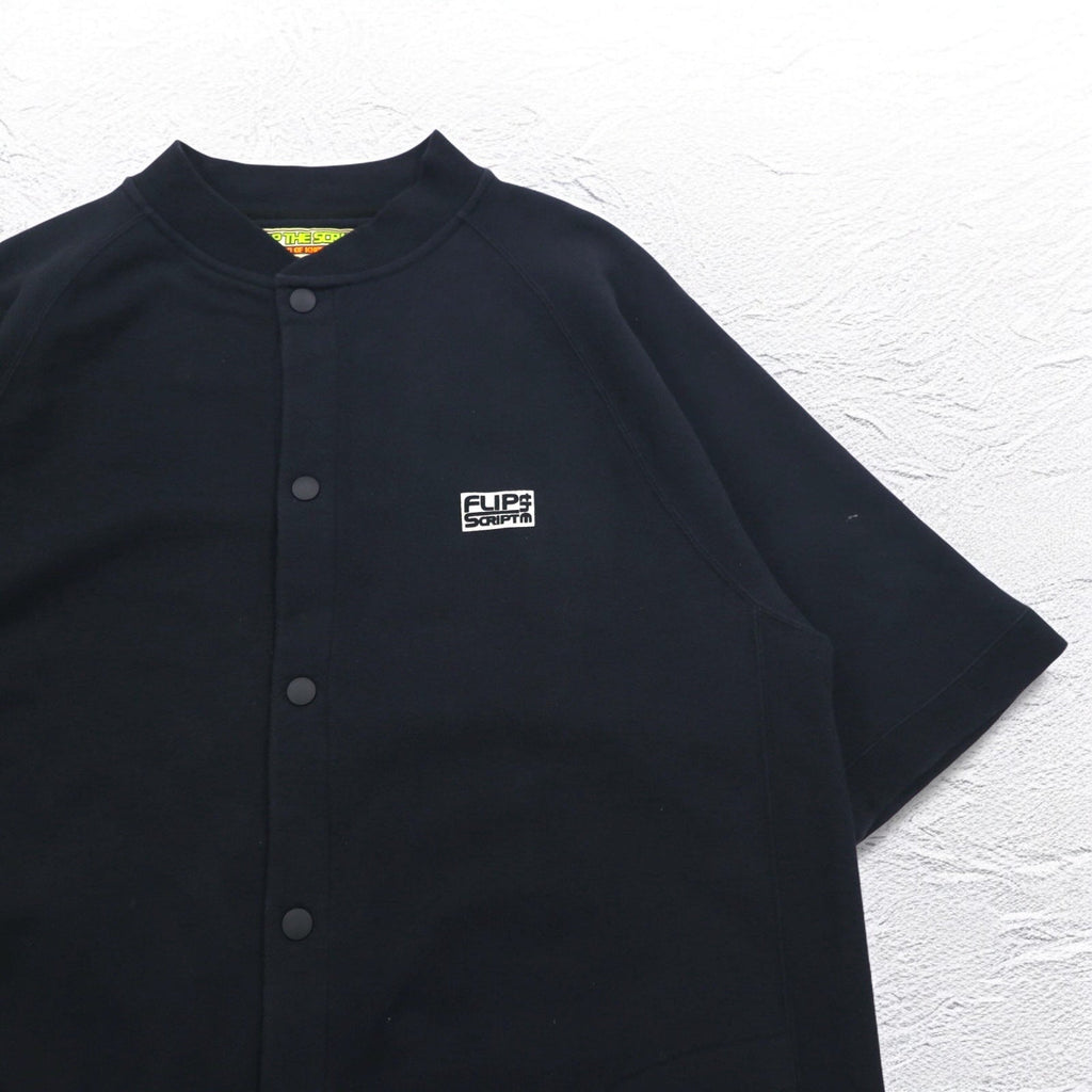 FLIP THE SCRIPT 90年代 半袖 スウェット ジャケット スタジャン 2XL ブラック スナップボタン スラッシュポケット