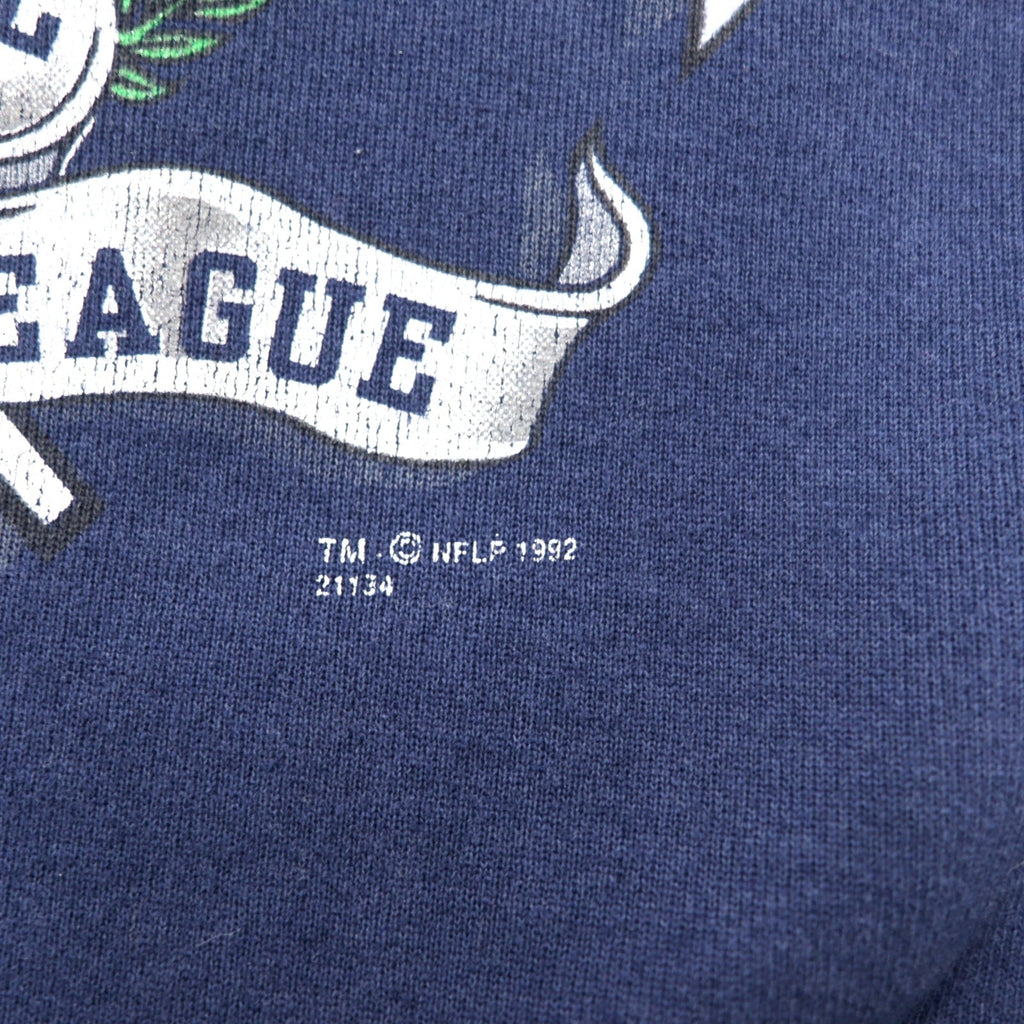 SIGNAL SPORTS Made in USA Anni '90 NFL Felpa stampata L Blu Navy Cotone DALLAS COWBOYS 1992