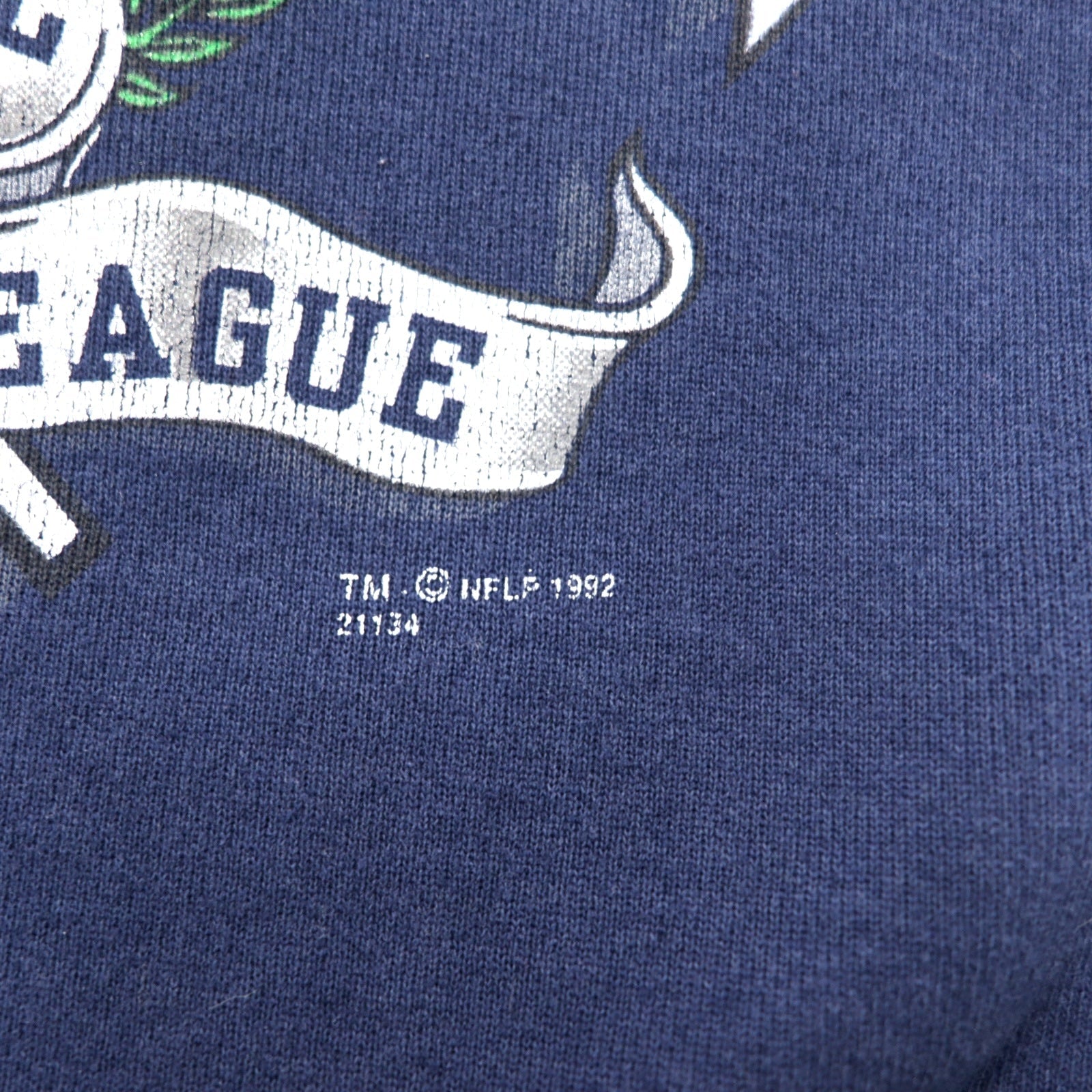 SIGNAL SPORTS Made in USA Anni '90 NFL Felpa stampata L Blu Navy Cotone DALLAS COWBOYS 1992