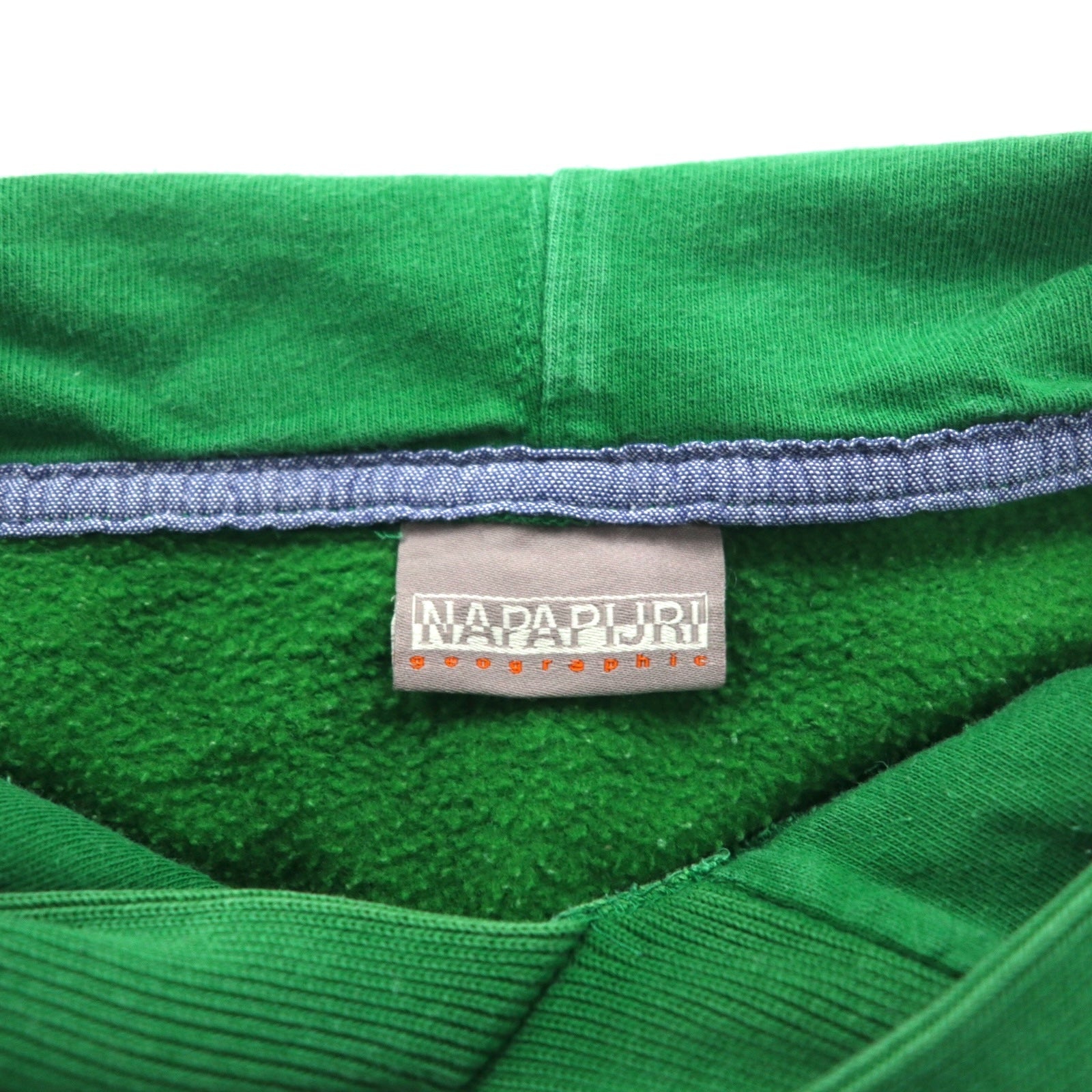 NAPAPIJRI Pullover con cappuccio M verde cotone felpato tasca frontale