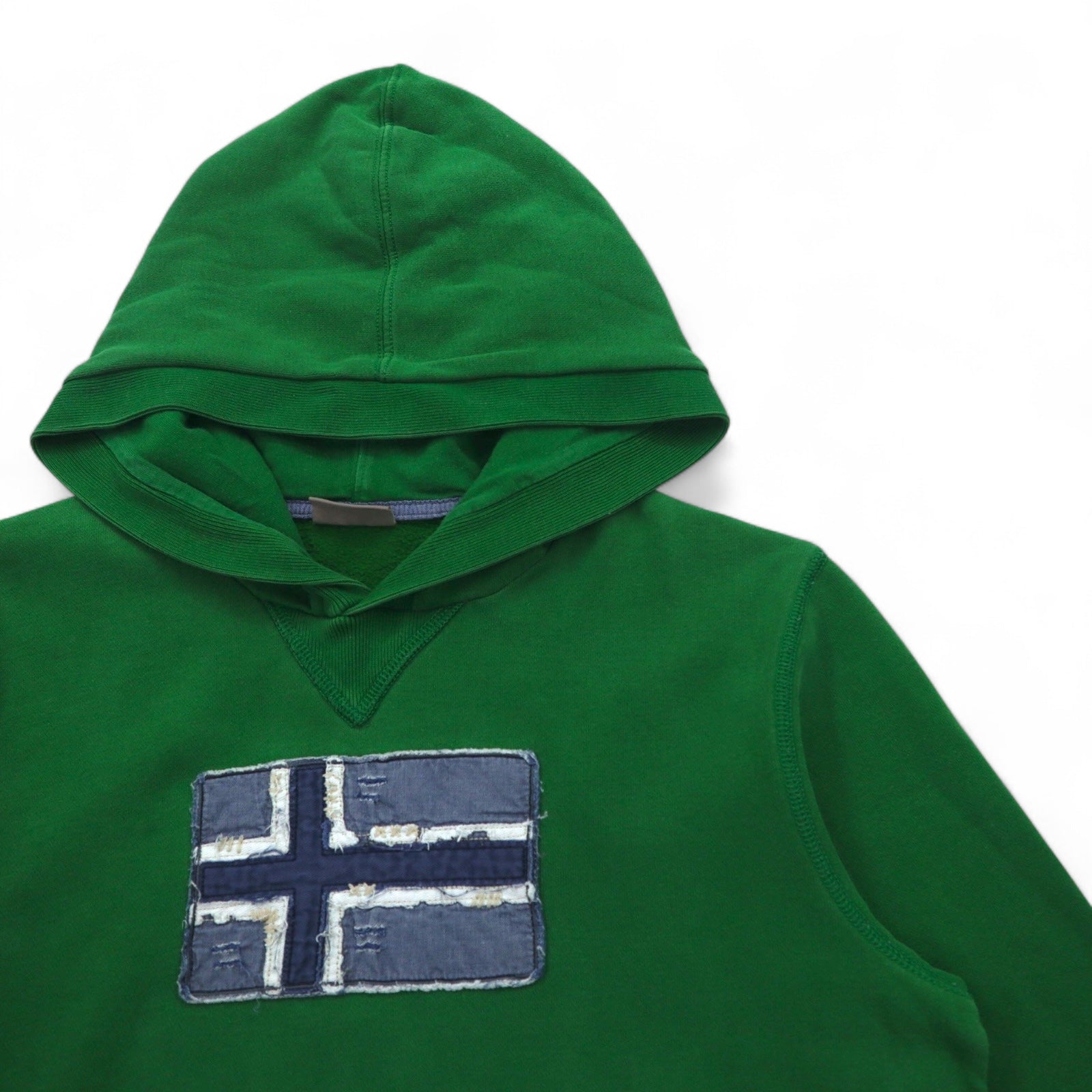 NAPAPIJRI Pullover con cappuccio M verde cotone felpato tasca frontale
