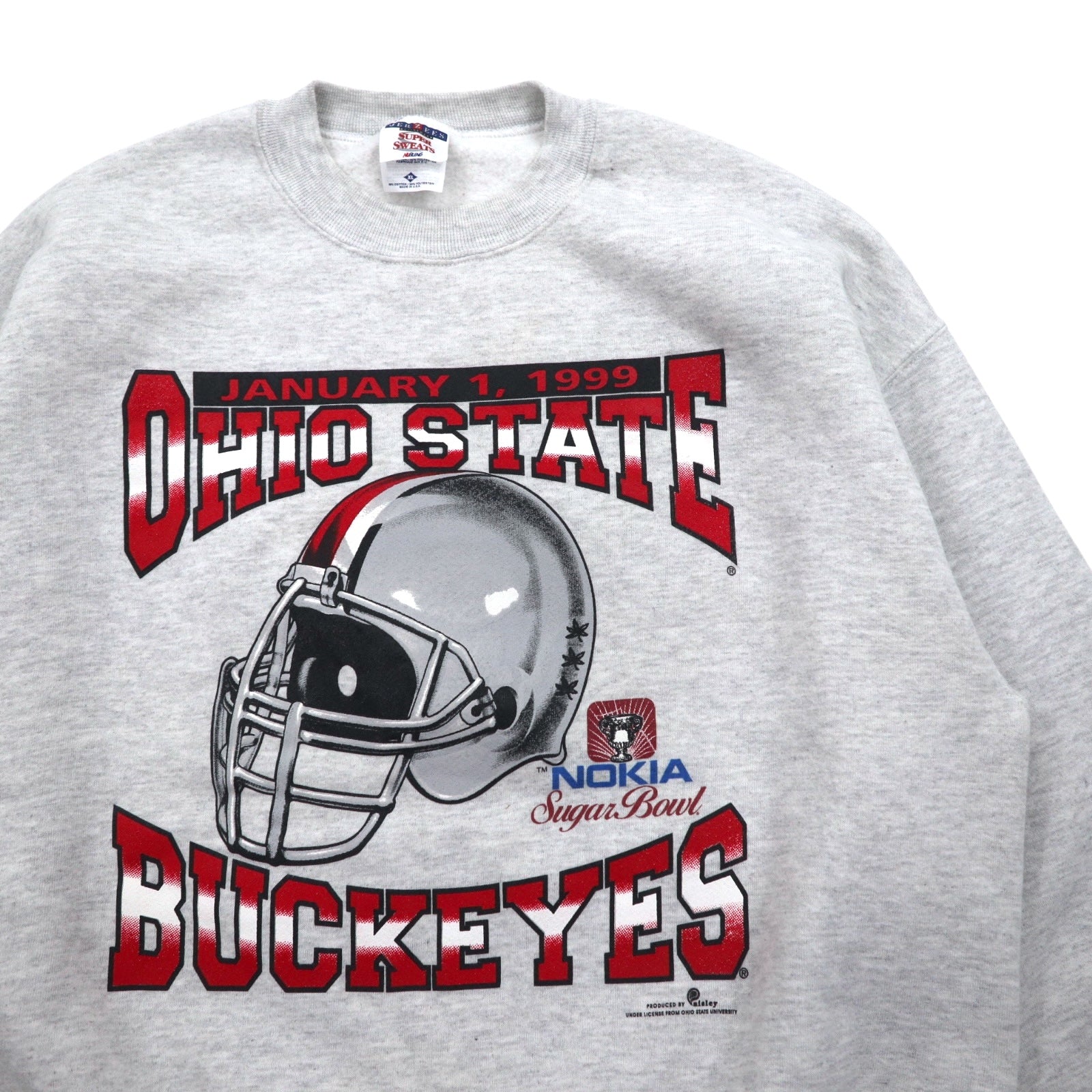 JERZEES Made in USA Anni '90 SUPER SWEATS Stampa College Football Felpa XL Grigia Cotone Felpata NCAA Ohio State Buckeyes football