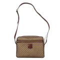 CELINE Made in Italy Old Macadam Pattern Shoulder Bag Beige Leather All-over Pattern Logo Riri Zip M07