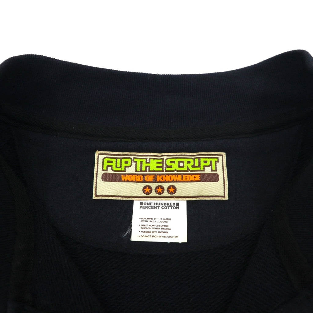 FLIP THE SCRIPT 90年代 半袖 スウェット ジャケット スタジャン 2XL ブラック スナップボタン スラッシュポケット