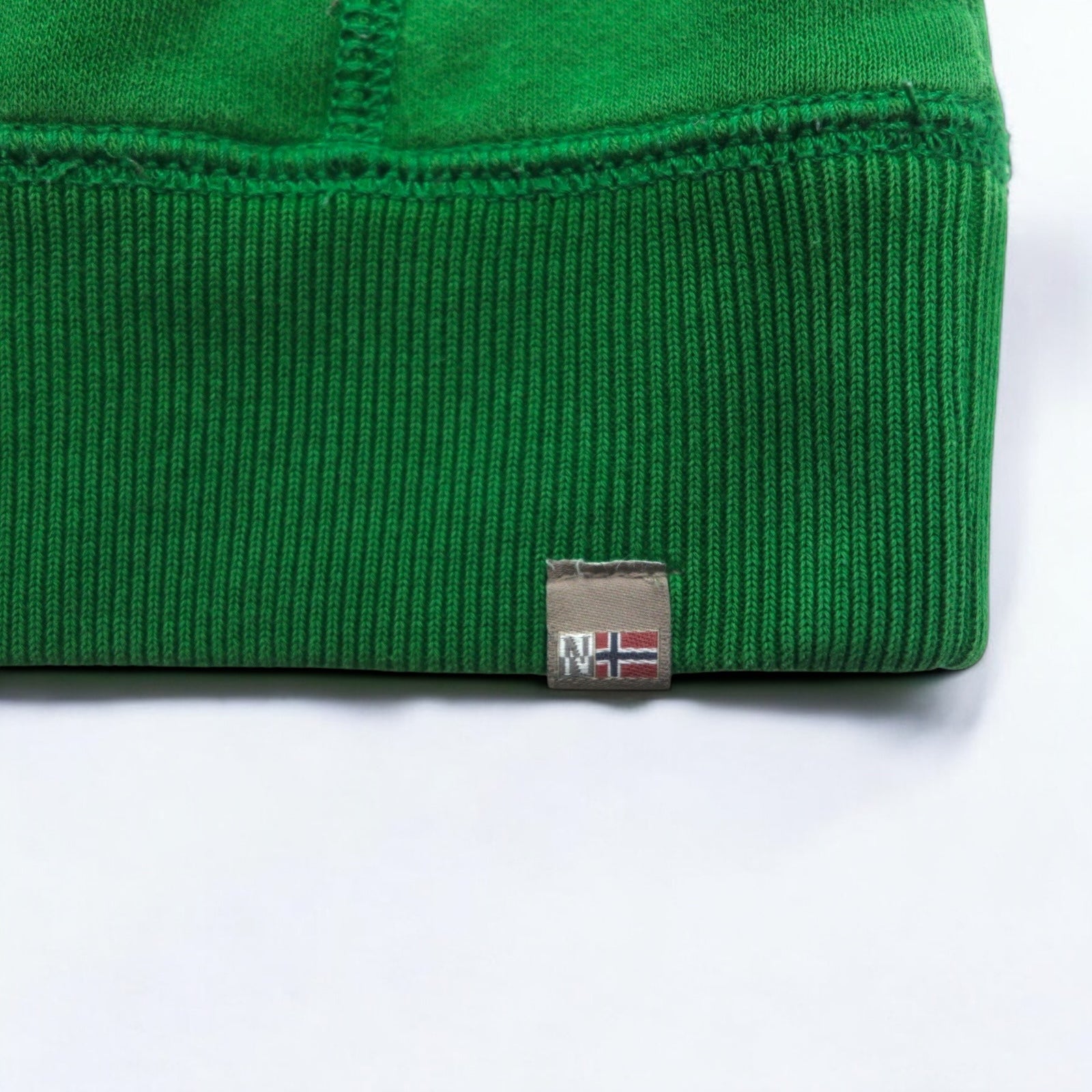 NAPAPIJRI Pullover con cappuccio M verde cotone felpato tasca frontale