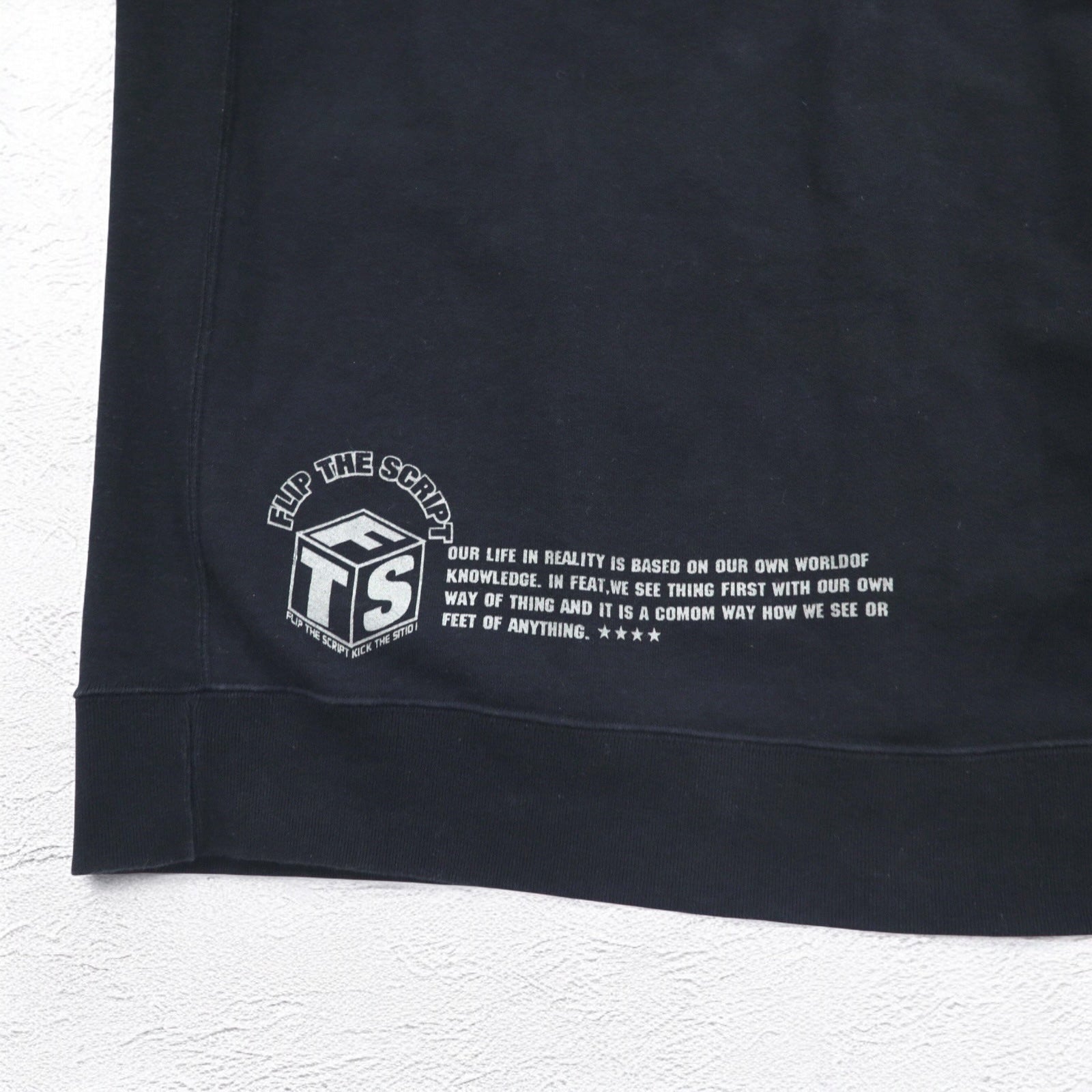 FLIP THE SCRIPT 90年代 半袖 スウェット ジャケット スタジャン 2XL ブラック スナップボタン スラッシュポケット