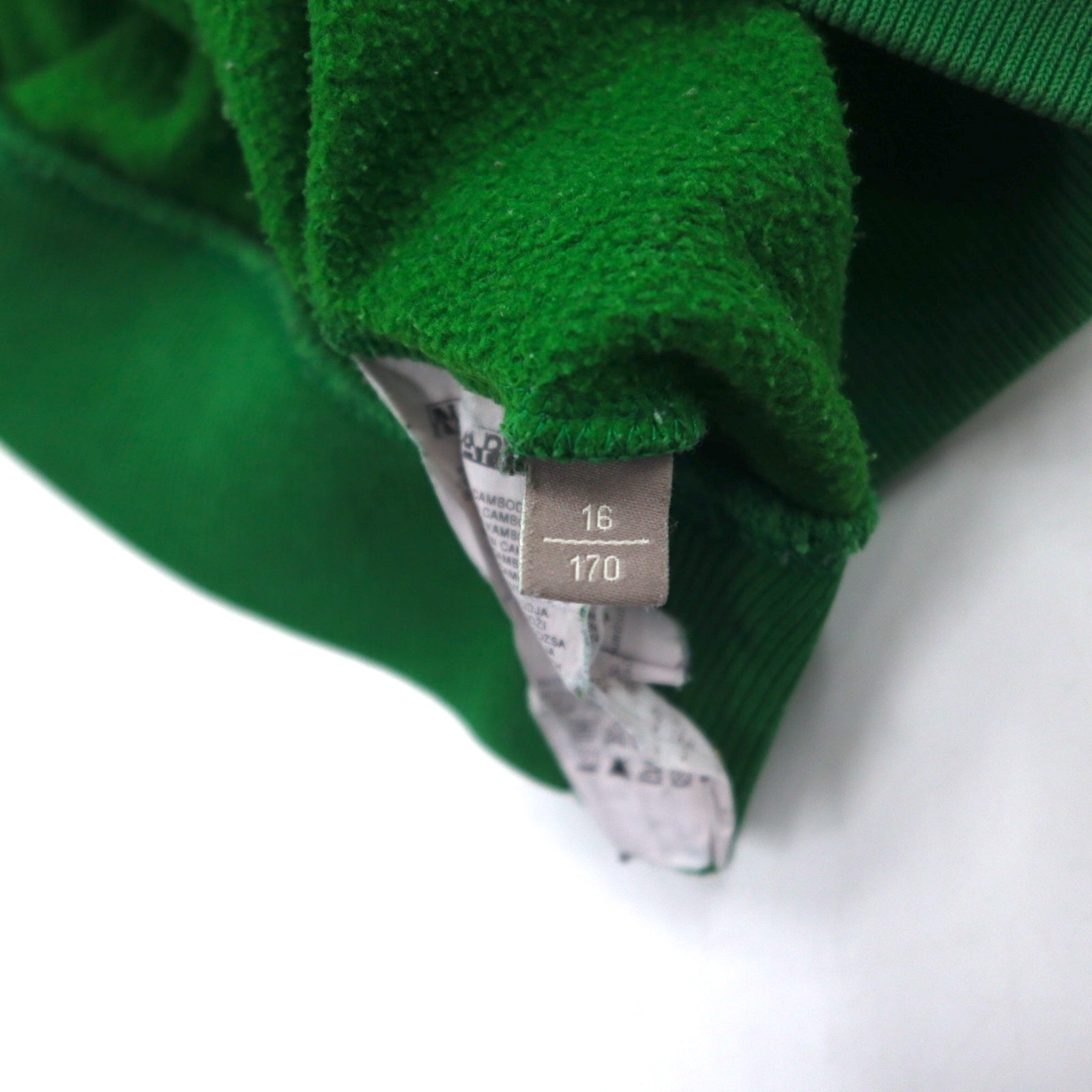 NAPAPIJRI Pullover con cappuccio M verde cotone felpato tasca frontale