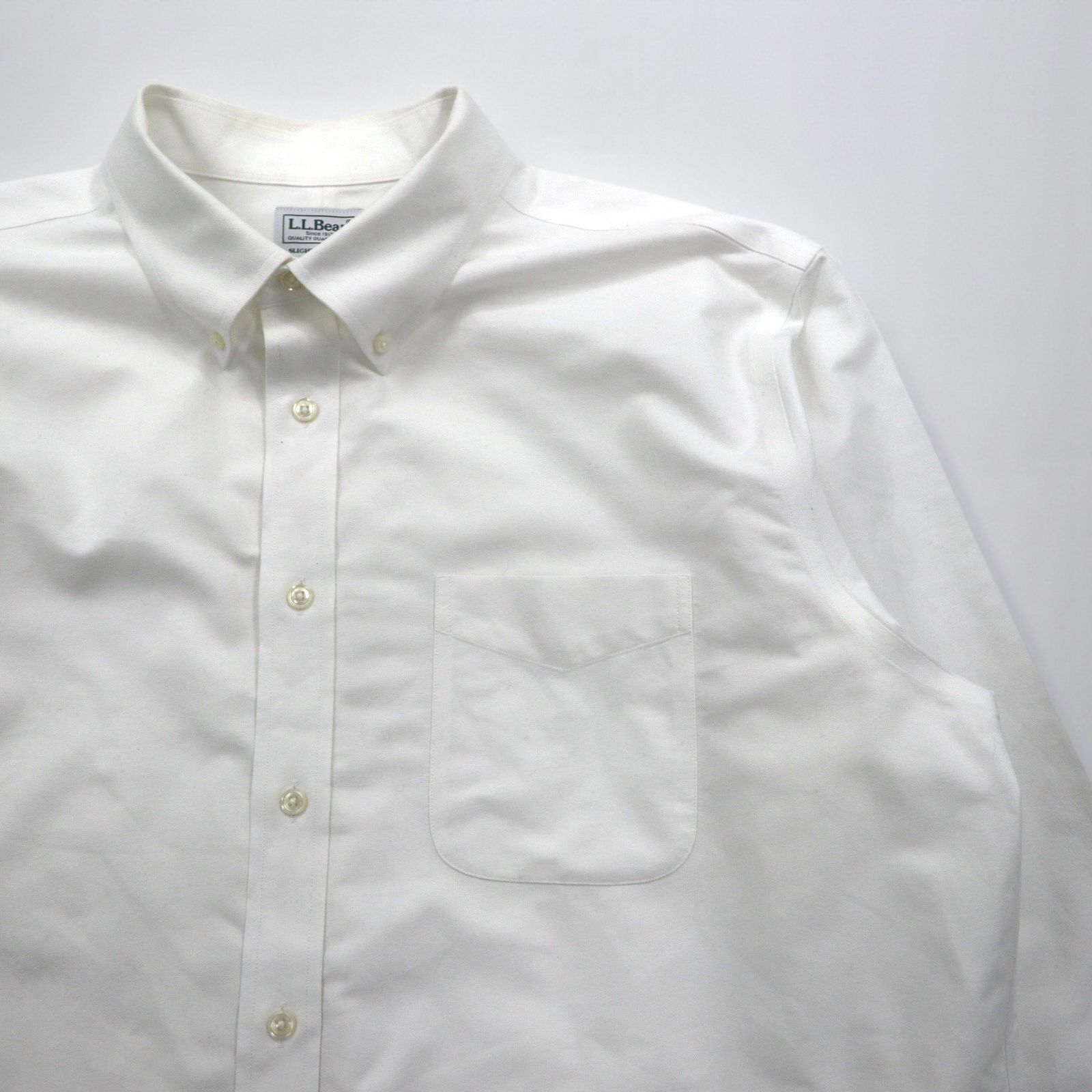 L.L.Bean オックスフォード ボタンダウンシャツ XL ホワイト 胸ポケット SLIGHTLY FITTED 256513