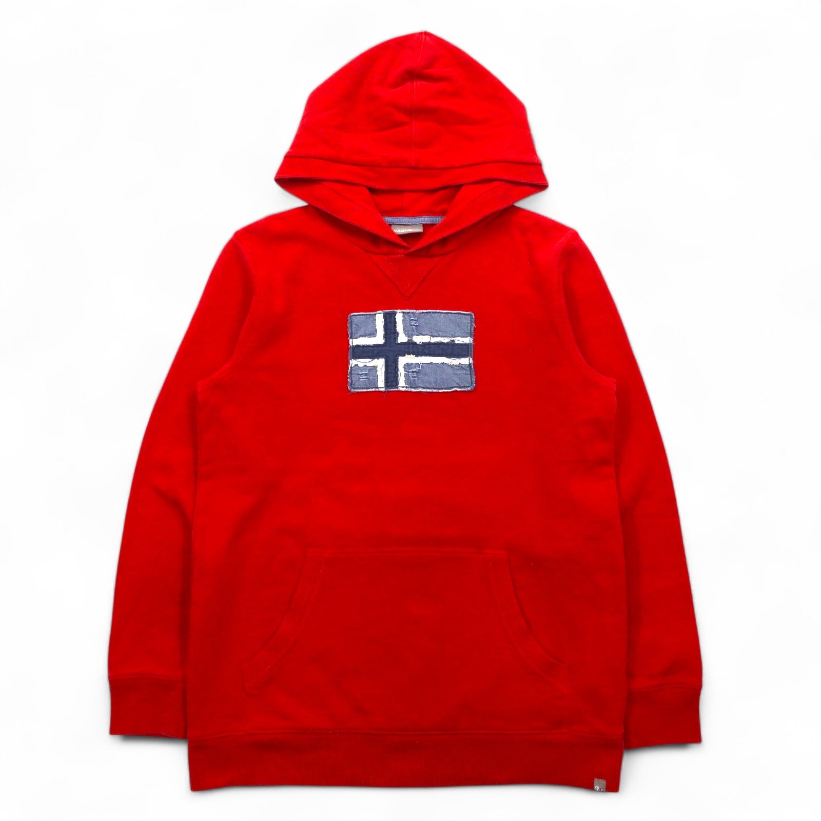 NAPAPIJRI felpa pullover con cappuccio taglia M, rossa, in cotone garzato con tasca frontale