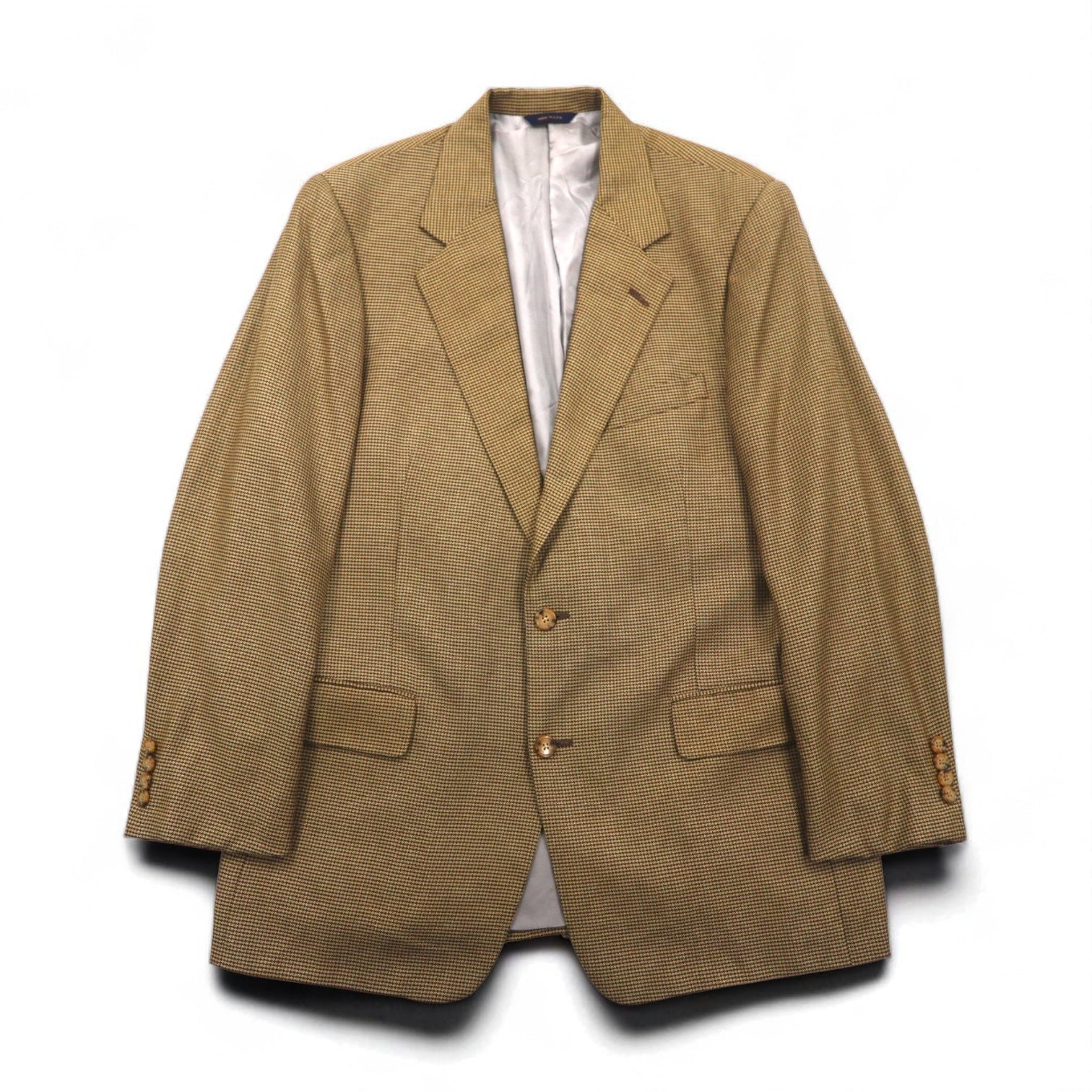 COACH Prodotto negli USA Old Coach Giacca sartoriale 2 bottoni a quadri "gun club" L Beige Misto seta Lana