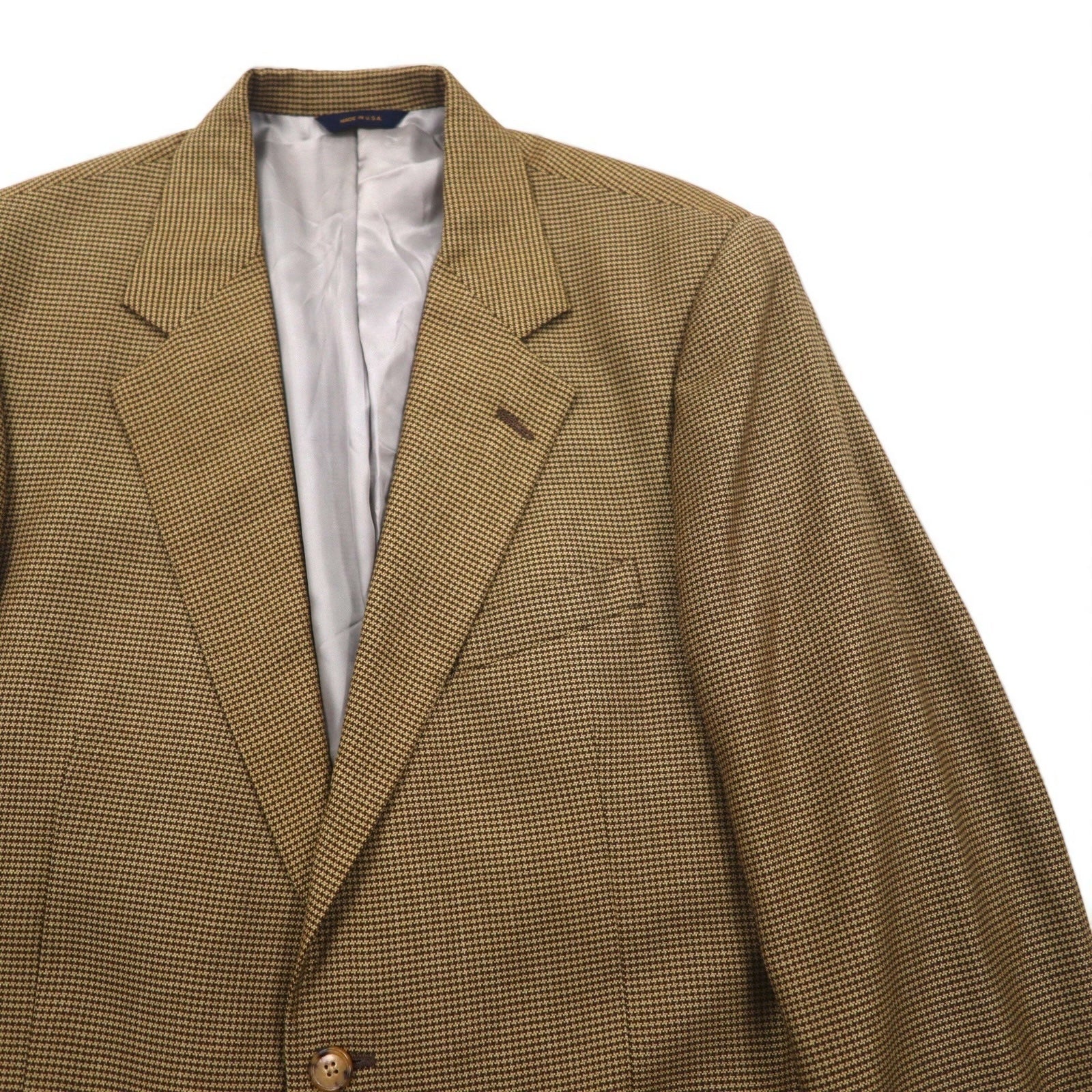 COACH Prodotto negli USA Old Coach Giacca sartoriale 2 bottoni a quadri "gun club" L Beige Misto seta Lana