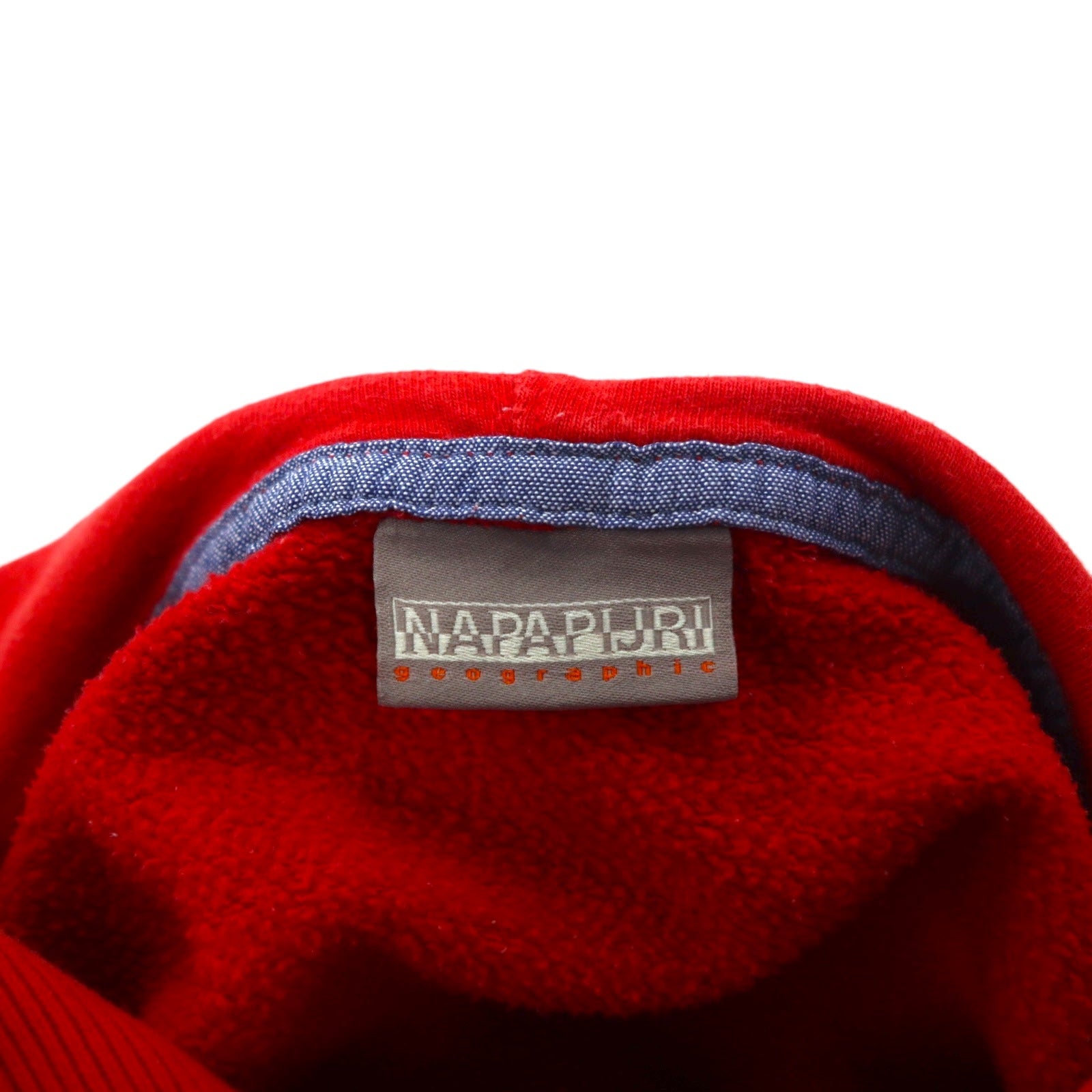 NAPAPIJRI felpa pullover con cappuccio taglia M, rossa, in cotone garzato con tasca frontale