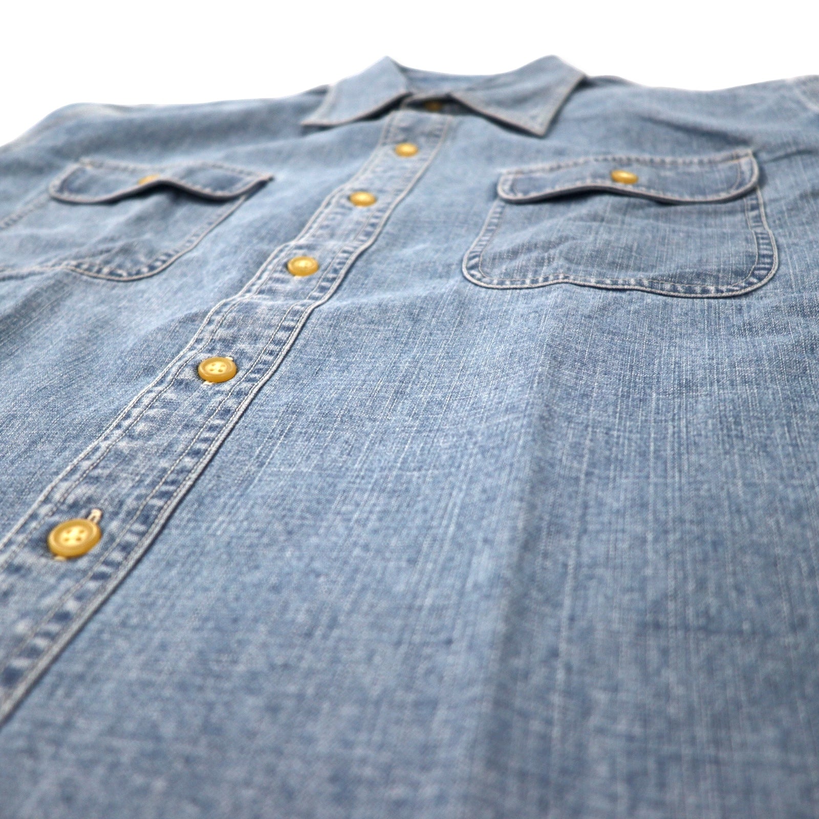 LANDS' END Camicia da lavoro in denim L blu cotone taglia abbondante