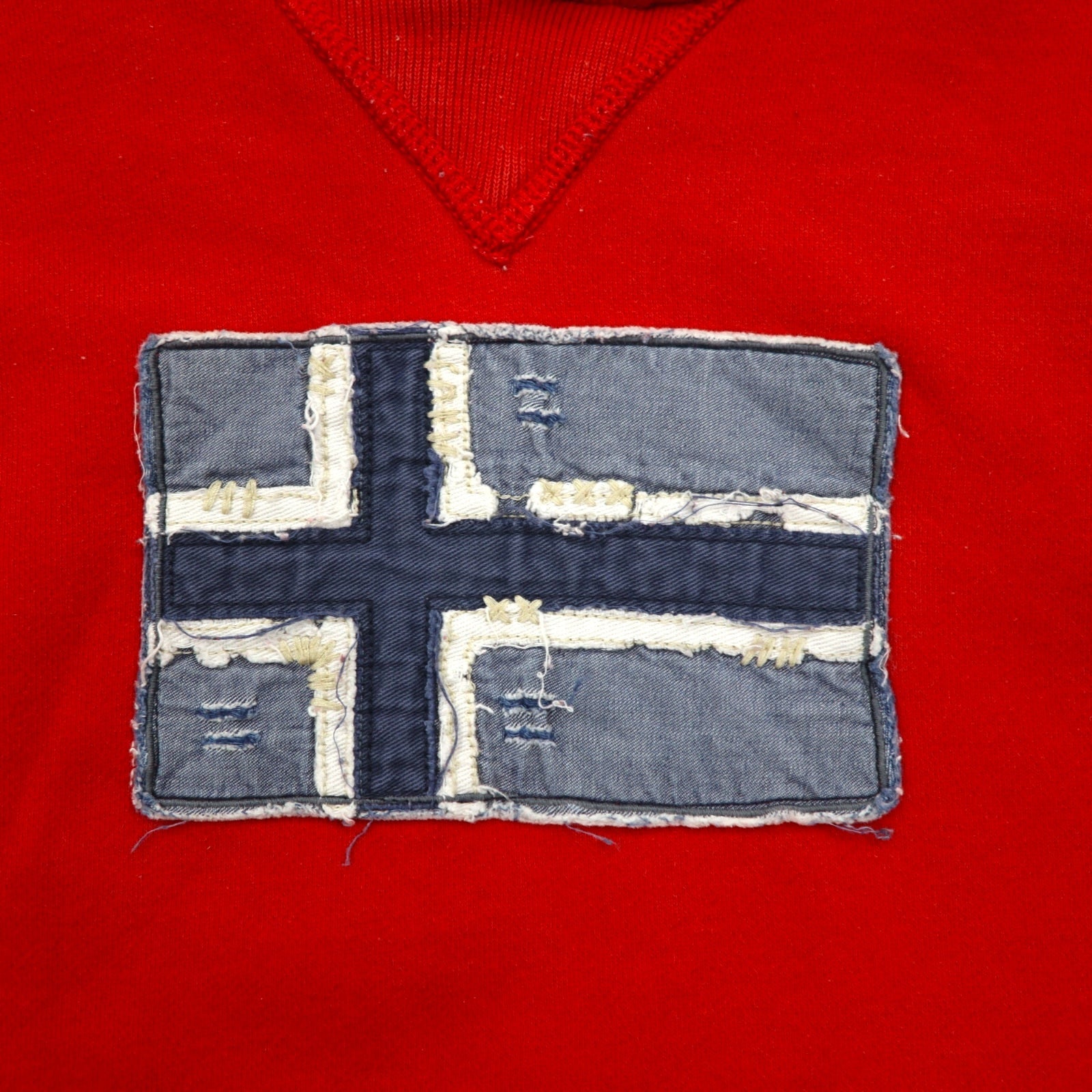 NAPAPIJRI felpa pullover con cappuccio taglia M, rossa, in cotone garzato con tasca frontale
