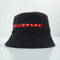 PRADA テクニカル ファブリック バケットハット ブラック リネアロッサ スポーツ イタリア製