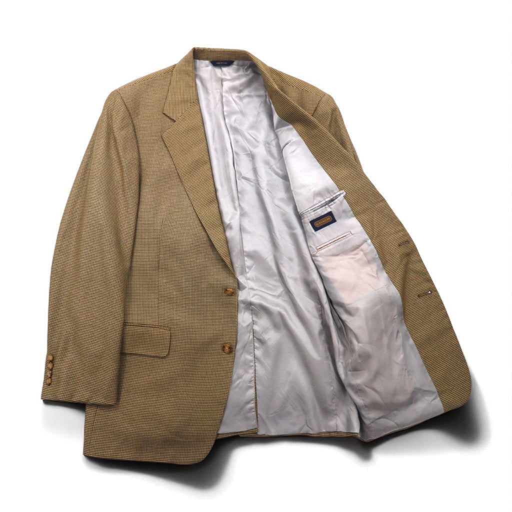COACH Prodotto negli USA Old Coach Giacca sartoriale 2 bottoni a quadri "gun club" L Beige Misto seta Lana