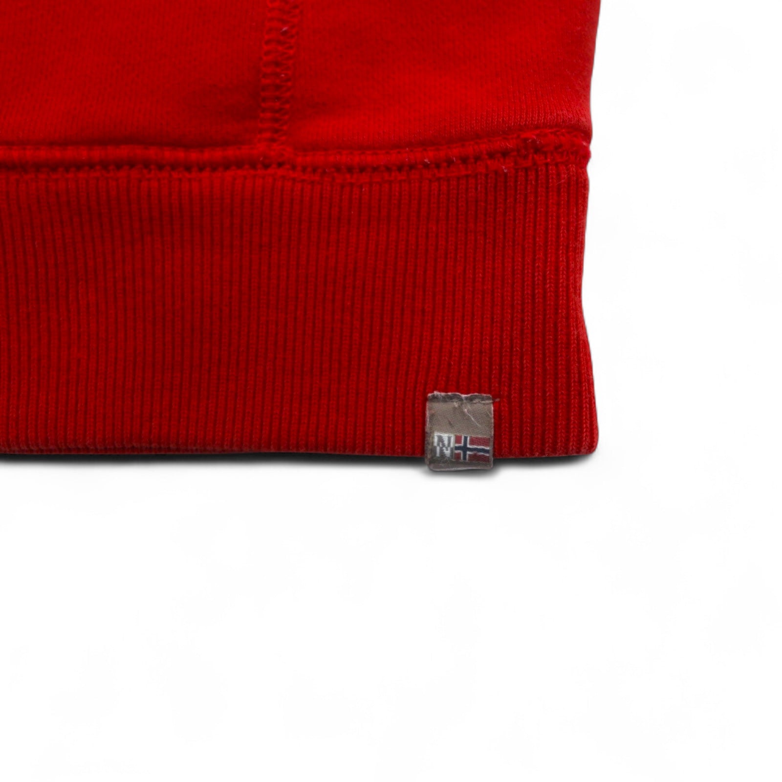 NAPAPIJRI felpa pullover con cappuccio taglia M, rossa, in cotone garzato con tasca frontale