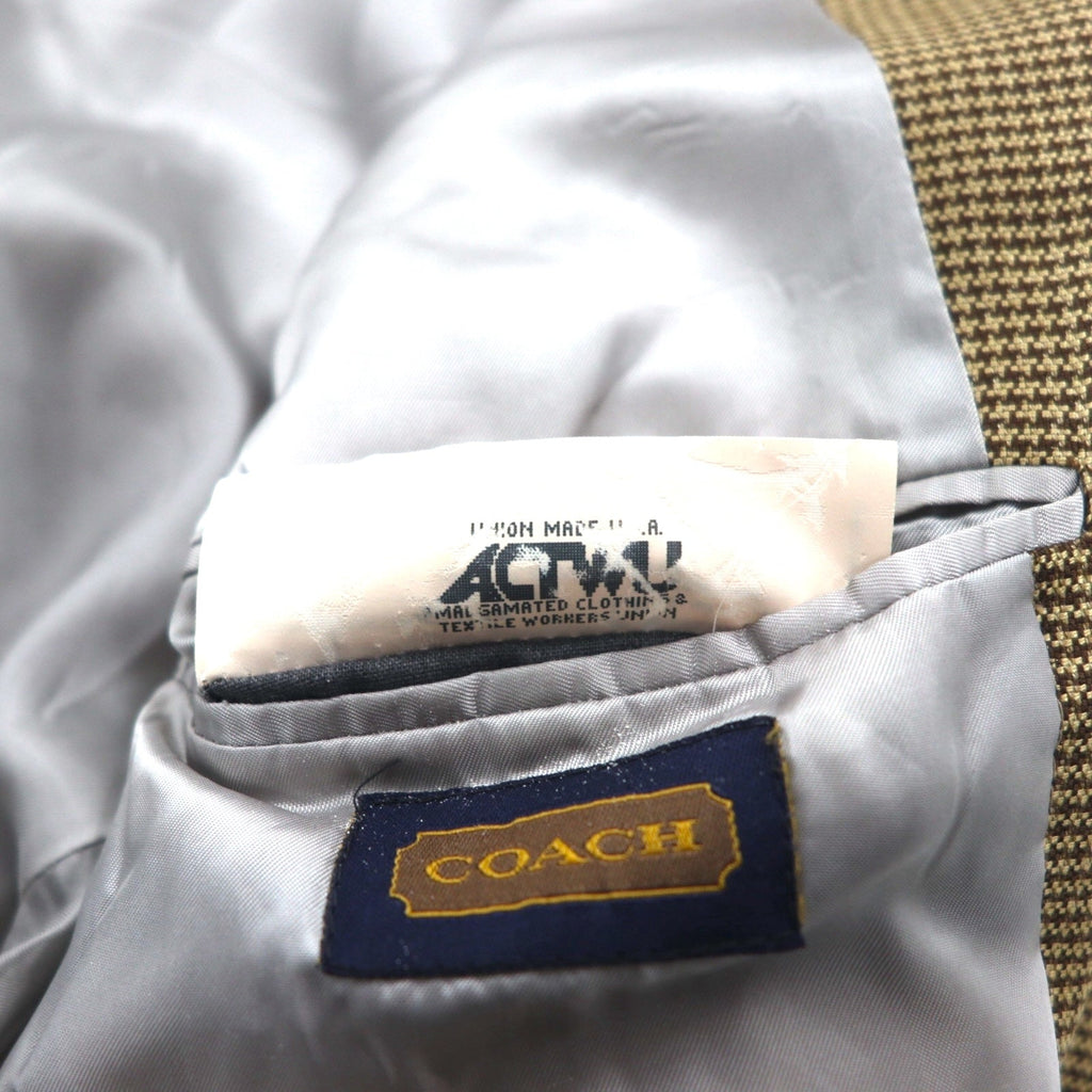 COACH Prodotto negli USA Old Coach Giacca sartoriale 2 bottoni a quadri "gun club" L Beige Misto seta Lana