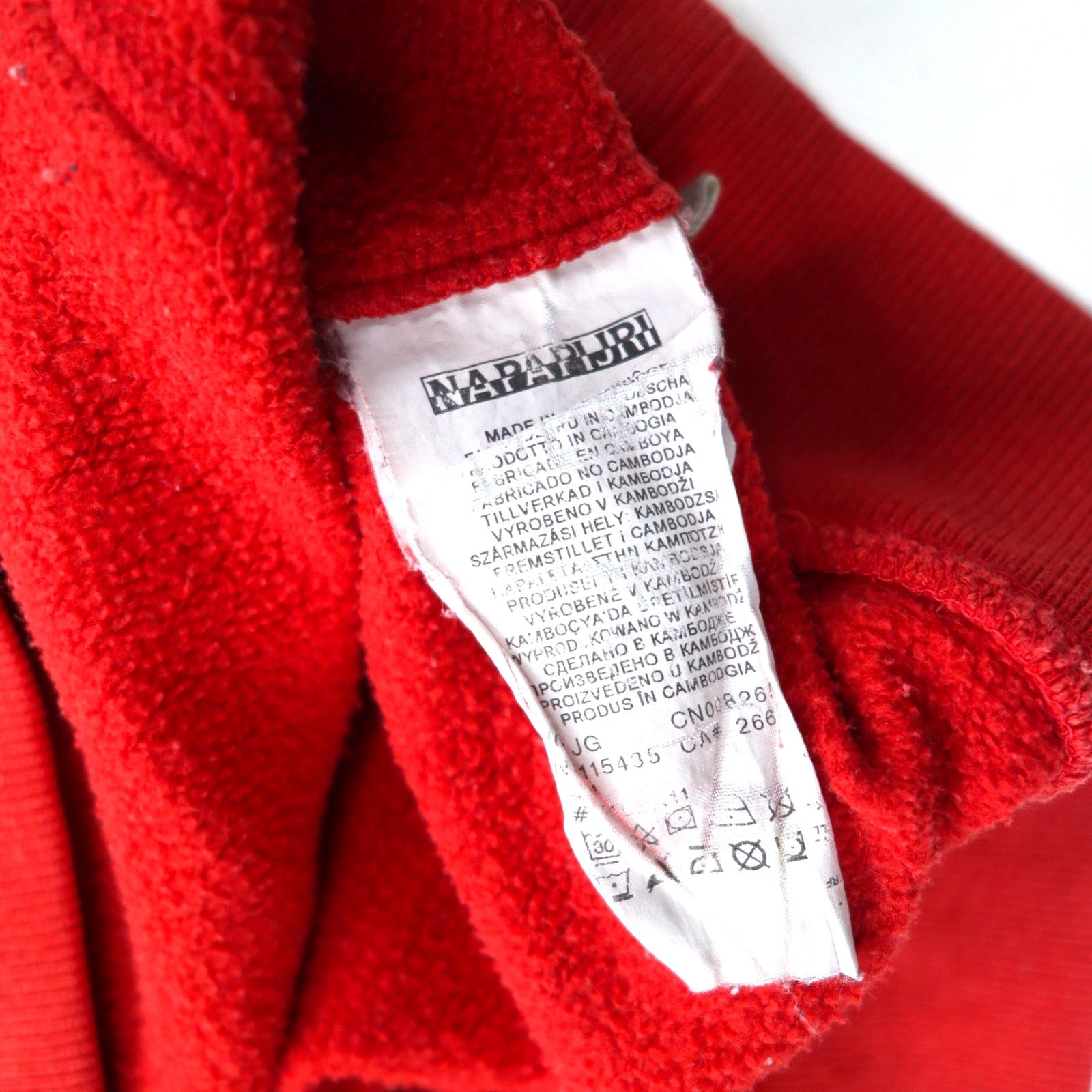 NAPAPIJRI felpa pullover con cappuccio taglia M, rossa, in cotone garzato con tasca frontale