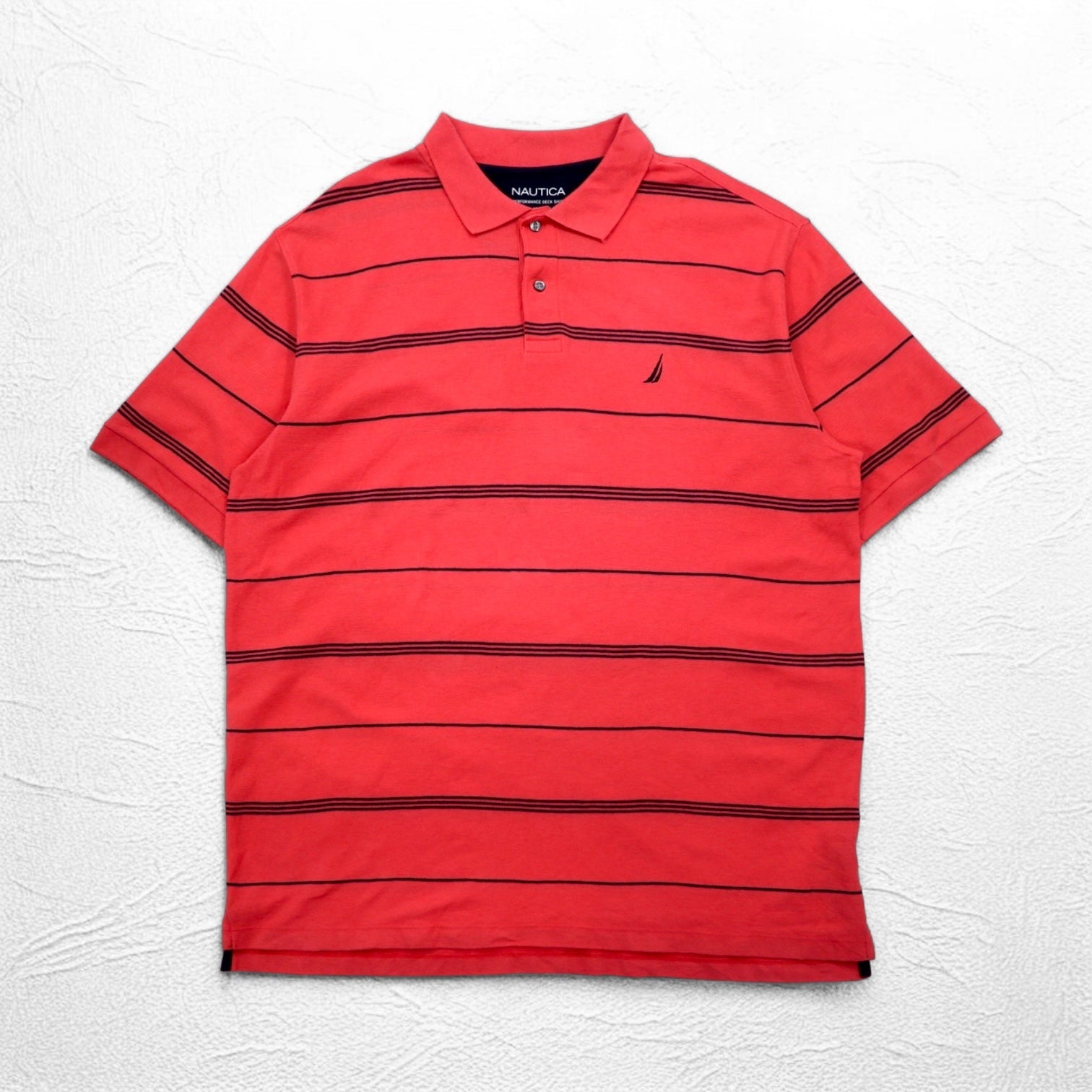 NAUTICA Polo a righe Classic Fit 2XL rosa in piqué PERFORMANCE DECK SHIRT con logo ricamato