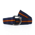 POLO RALPH LAUREN Cintura a nastro con anello a D doppio, di fabbricazione USA, blu navy, in nylon, deadstock, mai usata