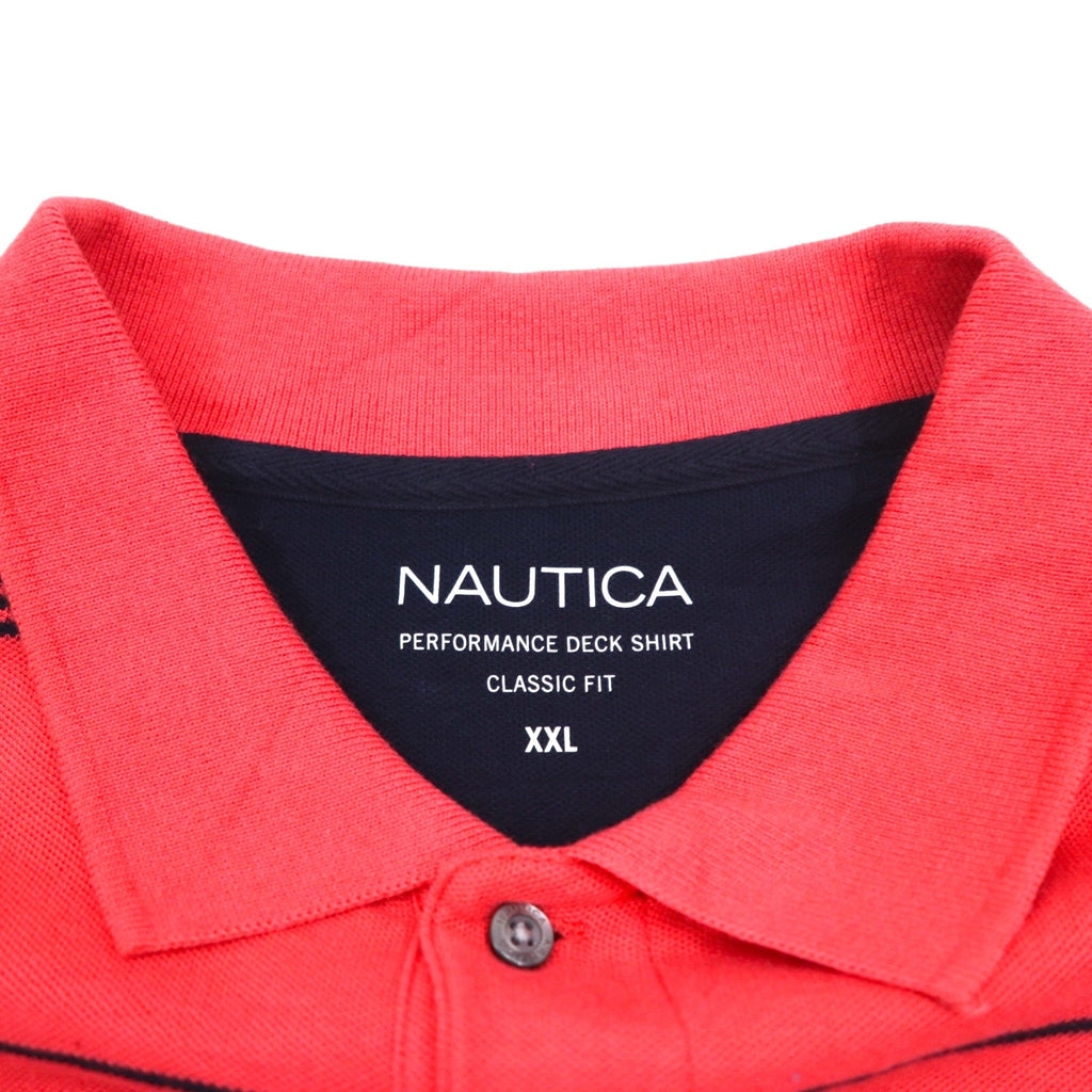 NAUTICA Polo a righe Classic Fit 2XL rosa in piqué PERFORMANCE DECK SHIRT con logo ricamato