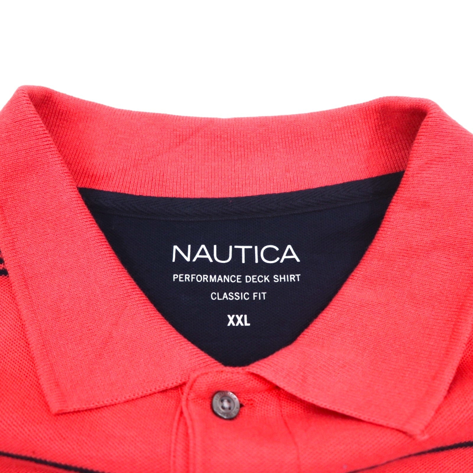 NAUTICA Polo a righe Classic Fit 2XL rosa in piqué PERFORMANCE DECK SHIRT con logo ricamato