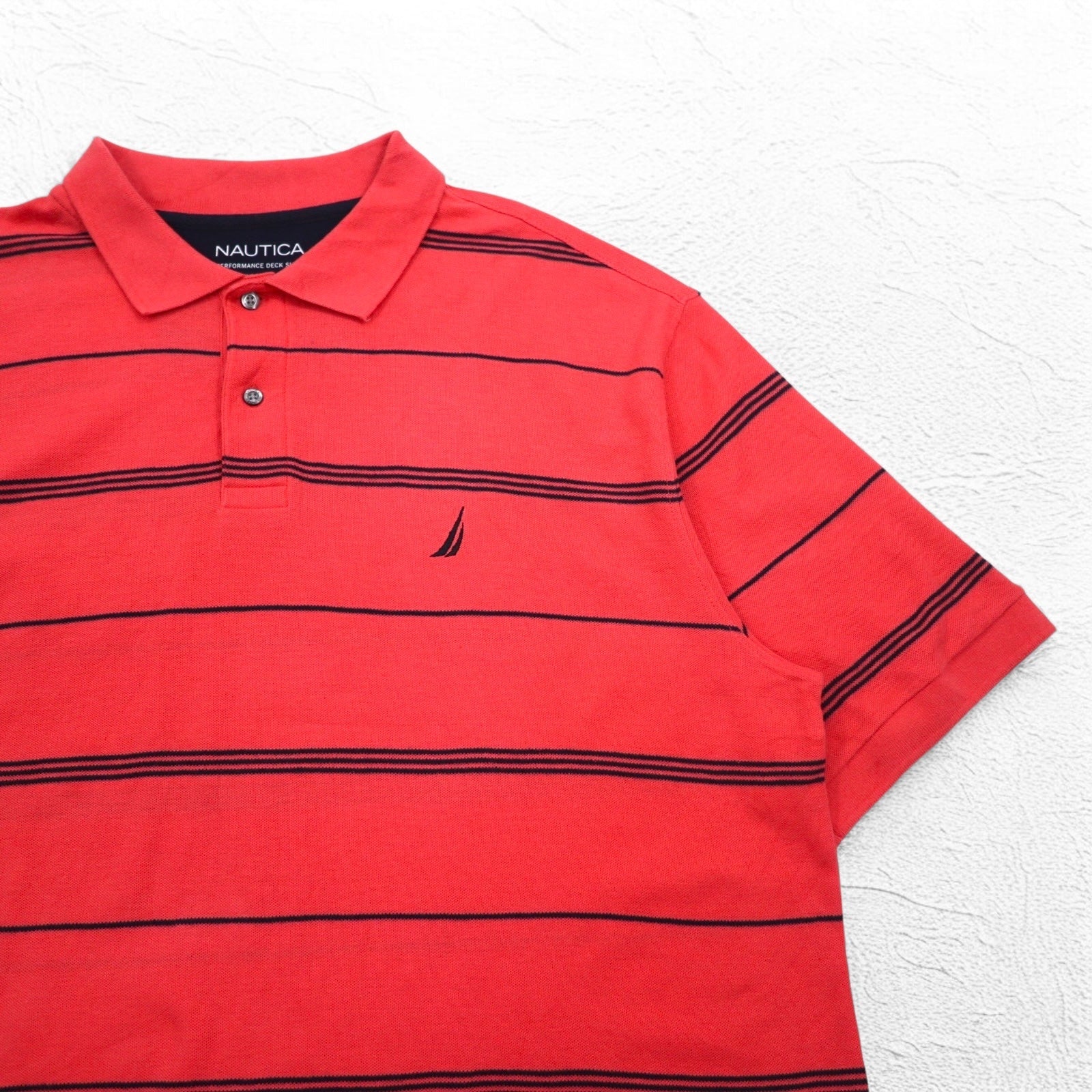 NAUTICA Polo a righe Classic Fit 2XL rosa in piqué PERFORMANCE DECK SHIRT con logo ricamato