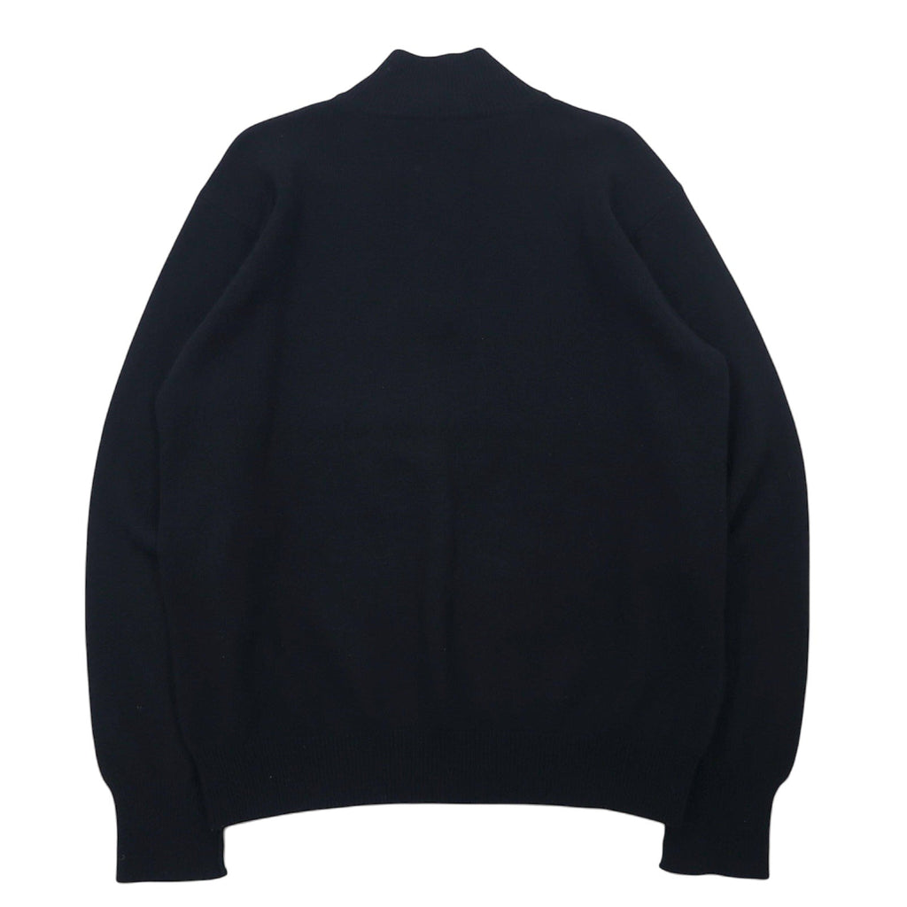 ARMANI COLLEZIONI Maglione in lana di agnello con mezza zip, taglia XL, nero, logo ricamato, made in Slovacchia