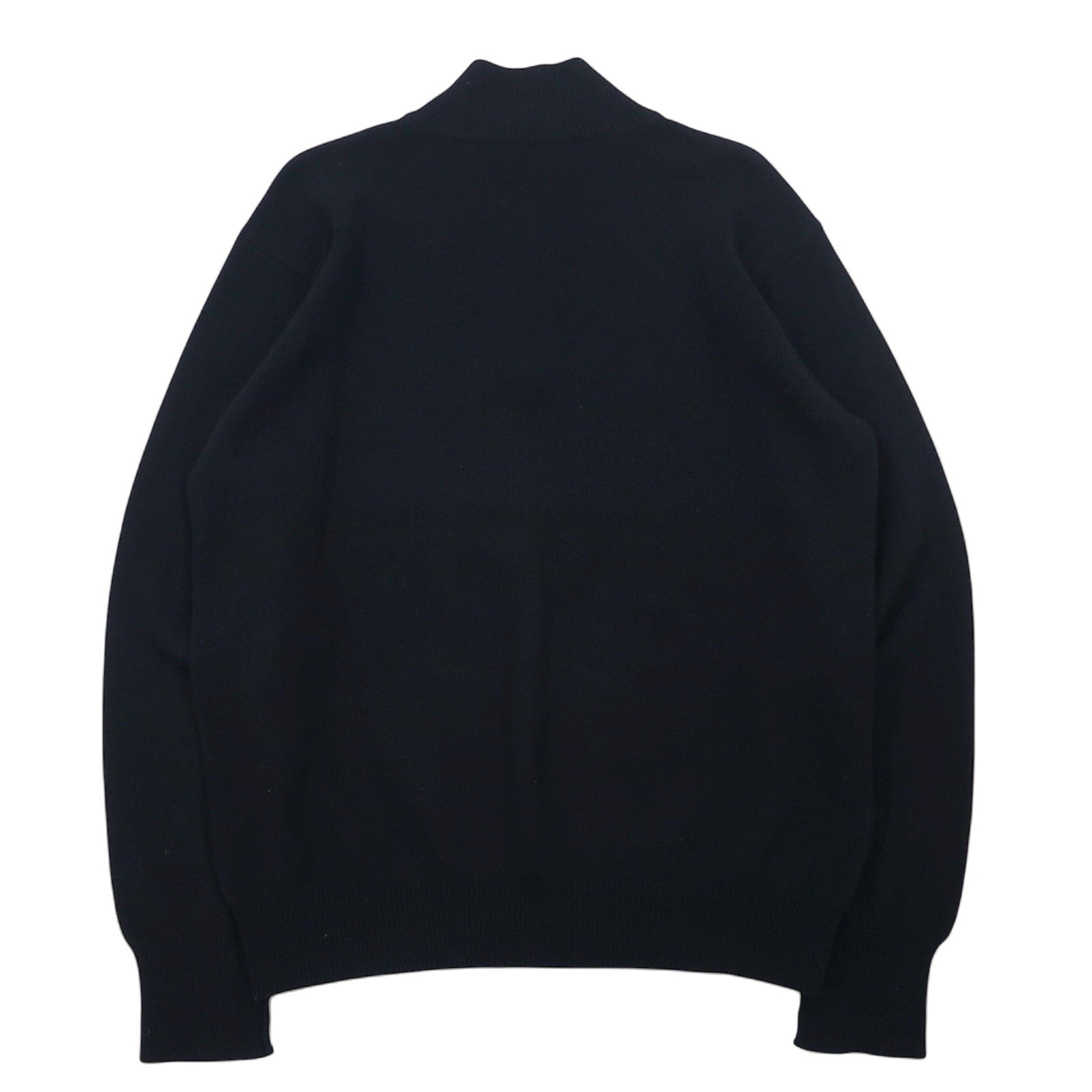 ARMANI COLLEZIONI Maglione in lana di agnello con mezza zip, taglia XL, nero, logo ricamato, made in Slovacchia