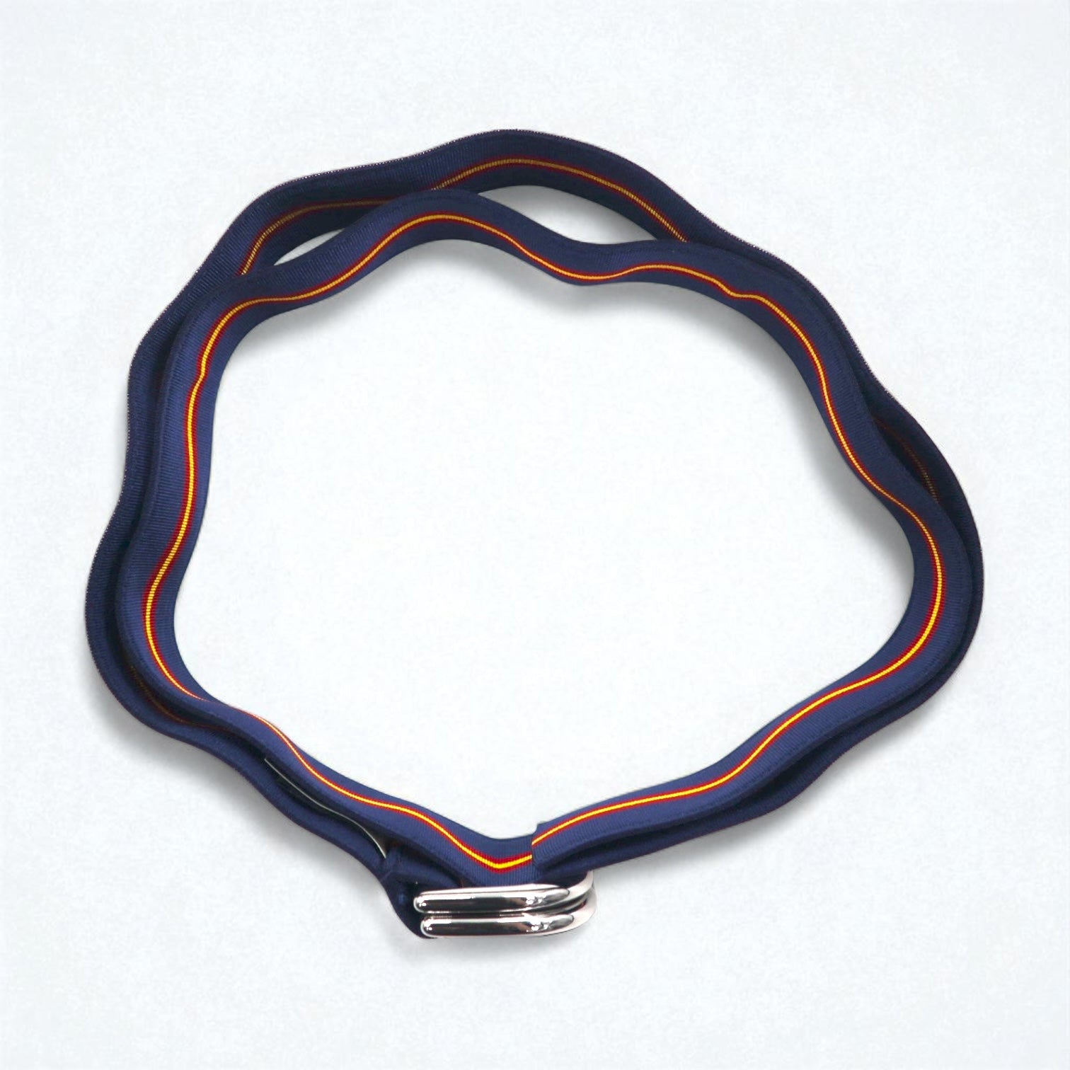 POLO RALPH LAUREN Cintura a nastro con anello a D doppio, di fabbricazione USA, blu navy, in nylon, deadstock, mai usata