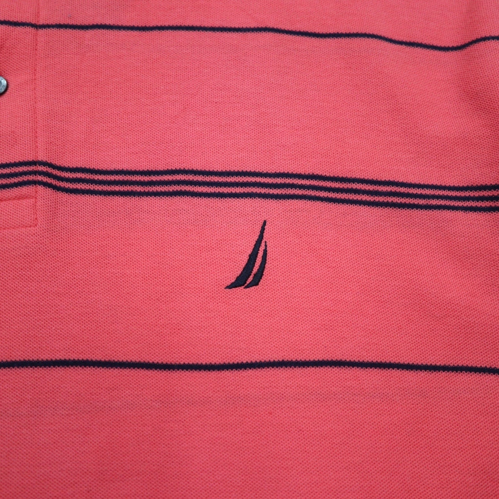 NAUTICA Polo a righe Classic Fit 2XL rosa in piqué PERFORMANCE DECK SHIRT con logo ricamato