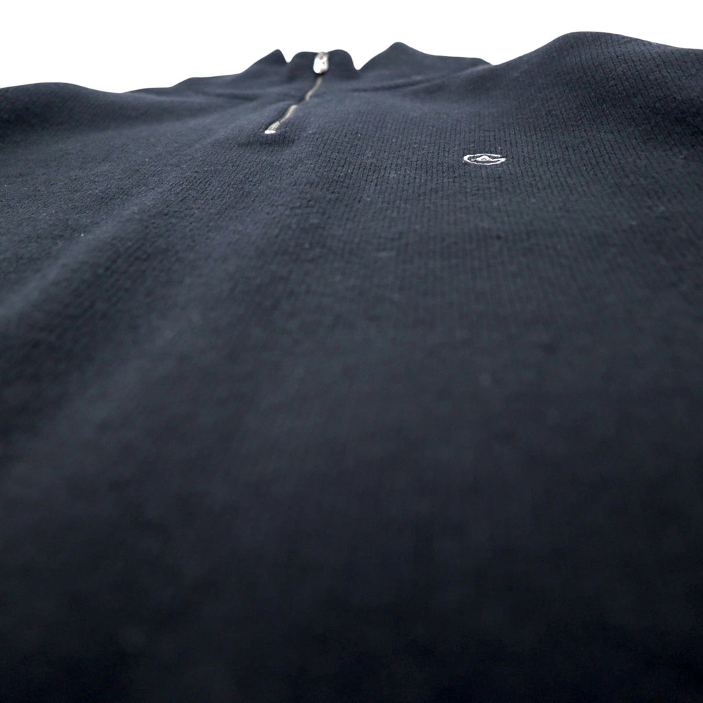 ARMANI COLLEZIONI Maglione in lana di agnello con mezza zip, taglia XL, nero, logo ricamato, made in Slovacchia