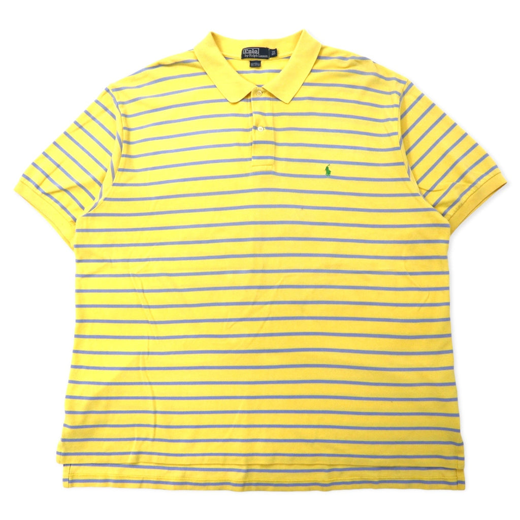 Polo by Ralph Lauren Polo a righe 3X BIG Giallo Blu Cotone Piquet Piccolo Pony Ricamato Taglia grande