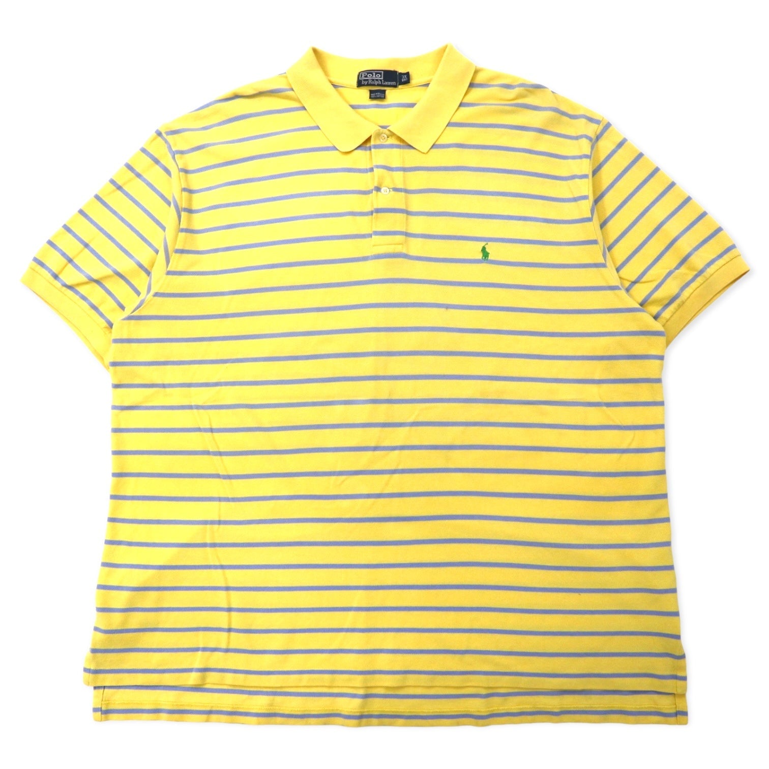 Polo by Ralph Lauren Polo a righe 3X BIG Giallo Blu Cotone Piquet Piccolo Pony Ricamato Taglia grande