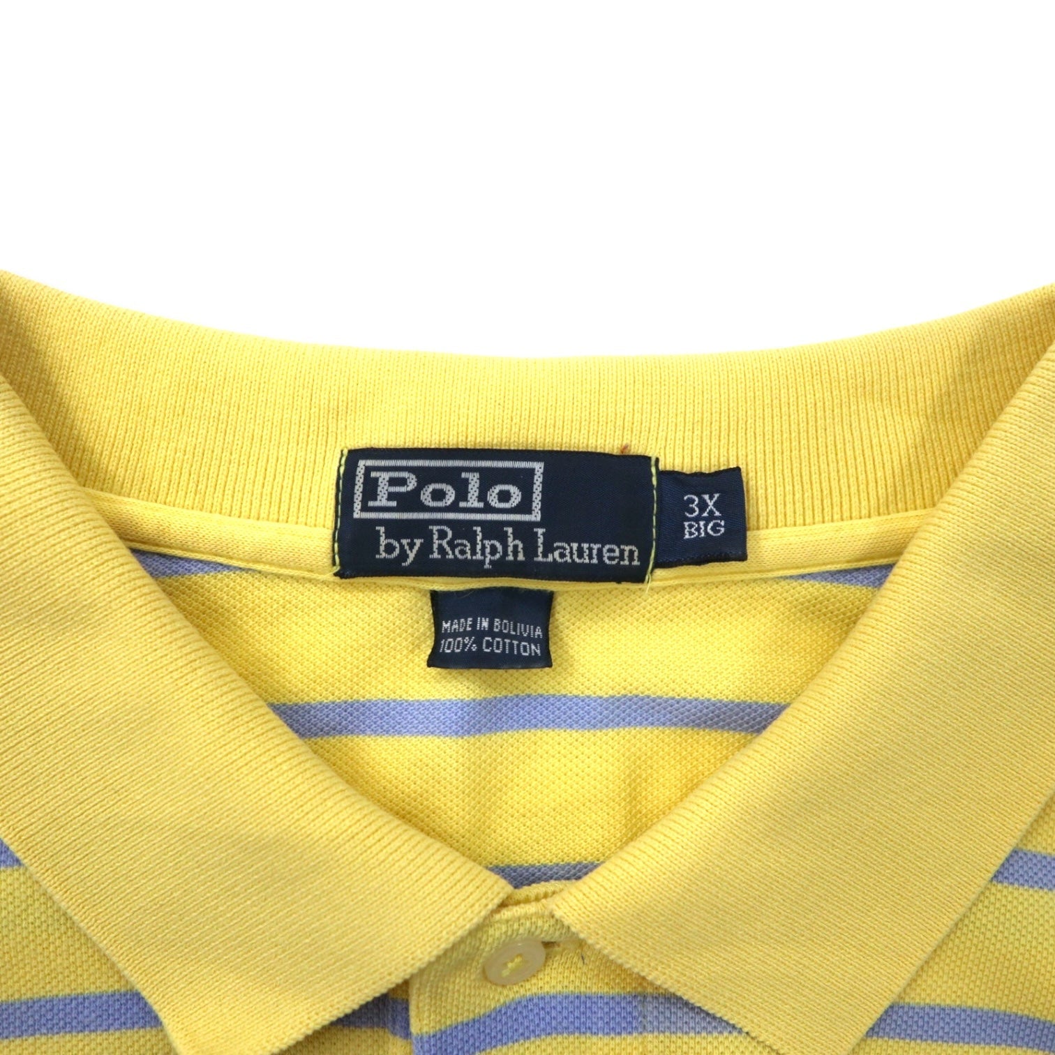 Polo by Ralph Lauren Polo a righe 3X BIG Giallo Blu Cotone Piquet Piccolo Pony Ricamato Taglia grande