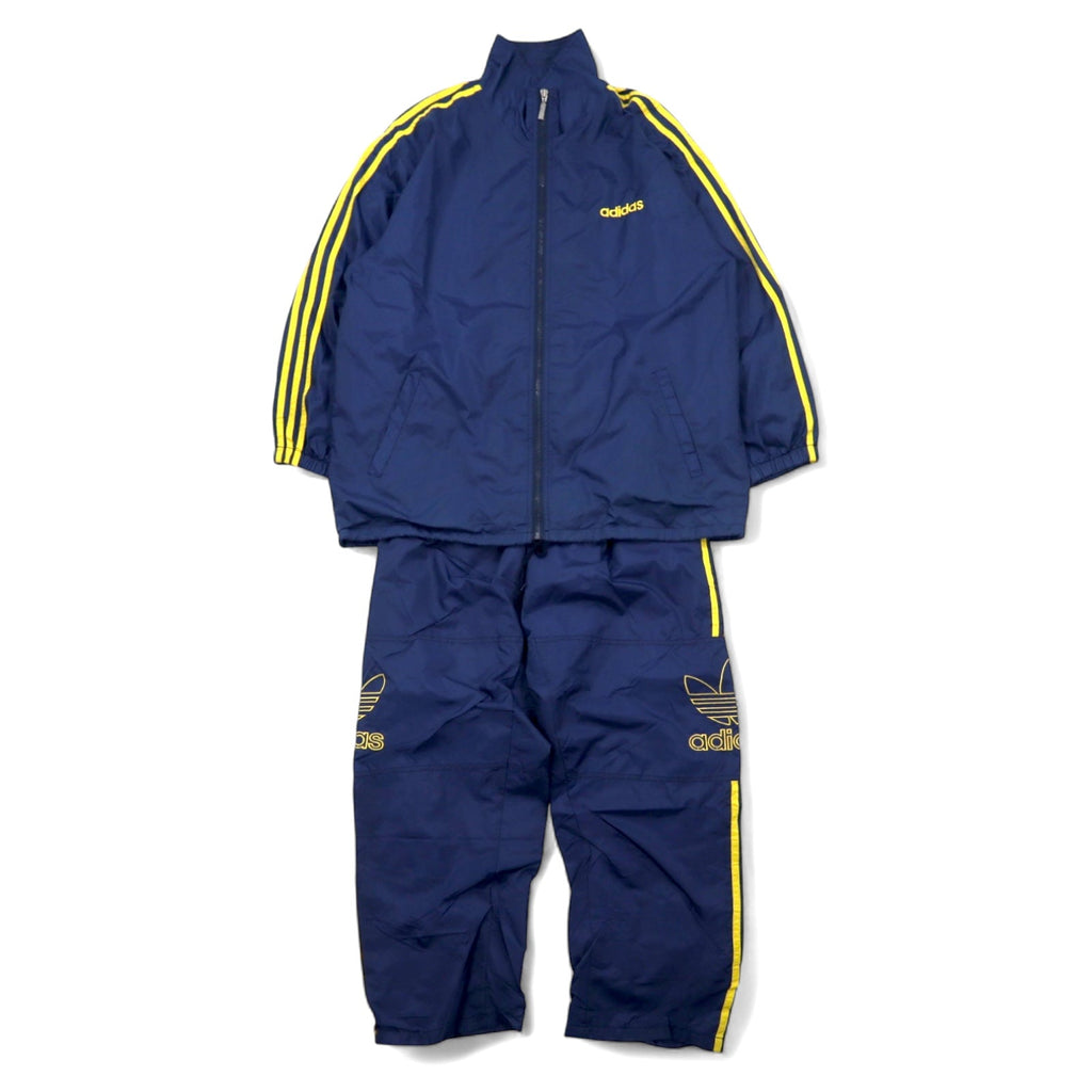 adidas Tuta sportiva anni '90, taglia L, blu navy, in nylon con logo a trifoglio ricamato e 3 strisce