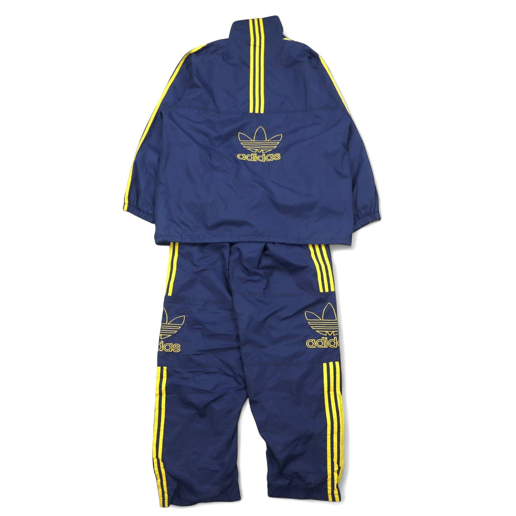 adidas Tuta sportiva anni '90, taglia L, blu navy, in nylon con logo a trifoglio ricamato e 3 strisce
