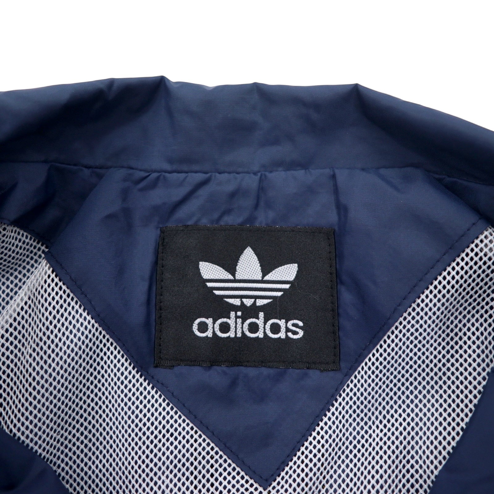 adidas Tuta sportiva anni '90, taglia L, blu navy, in nylon con logo a trifoglio ricamato e 3 strisce