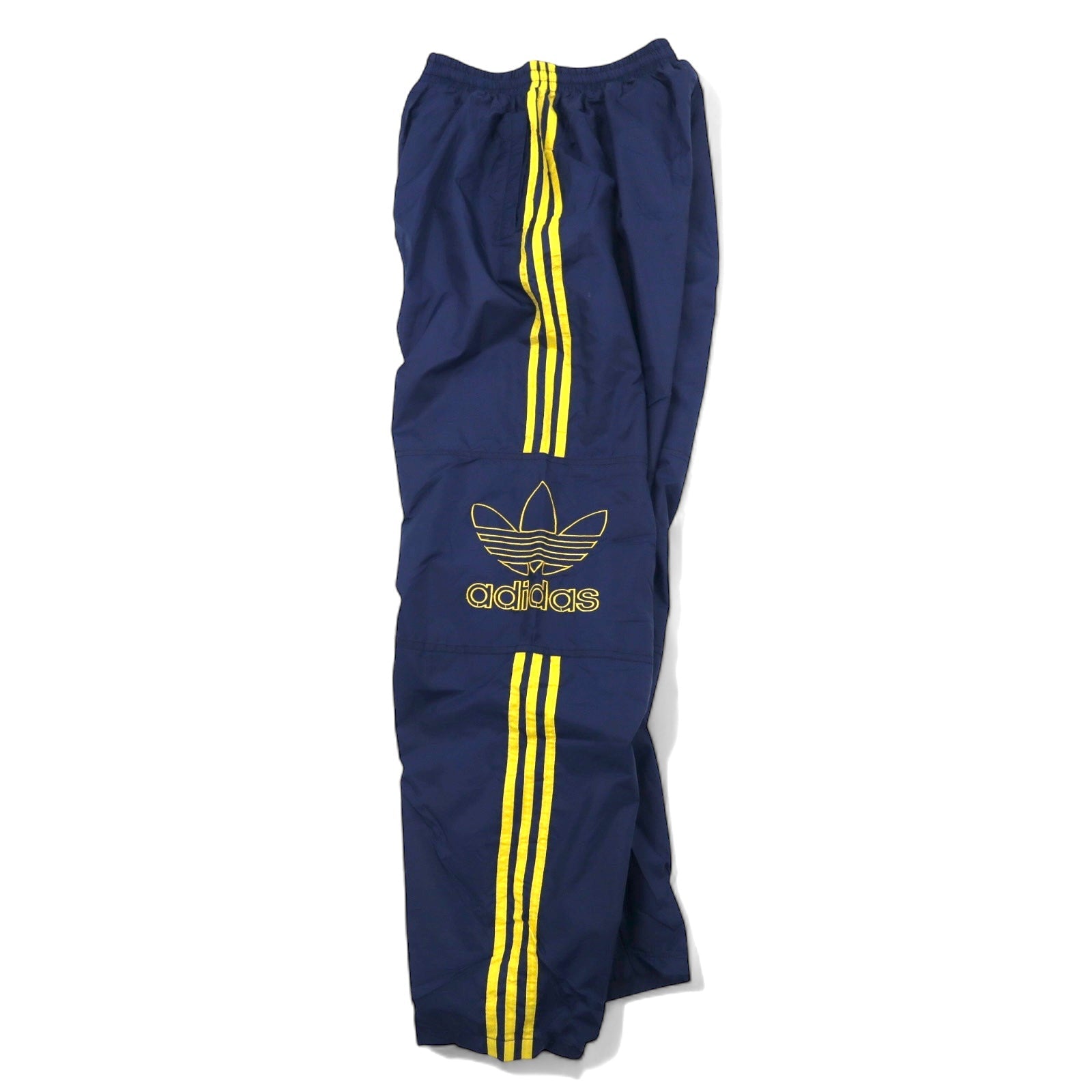 adidas Tuta sportiva anni '90, taglia L, blu navy, in nylon con logo a trifoglio ricamato e 3 strisce