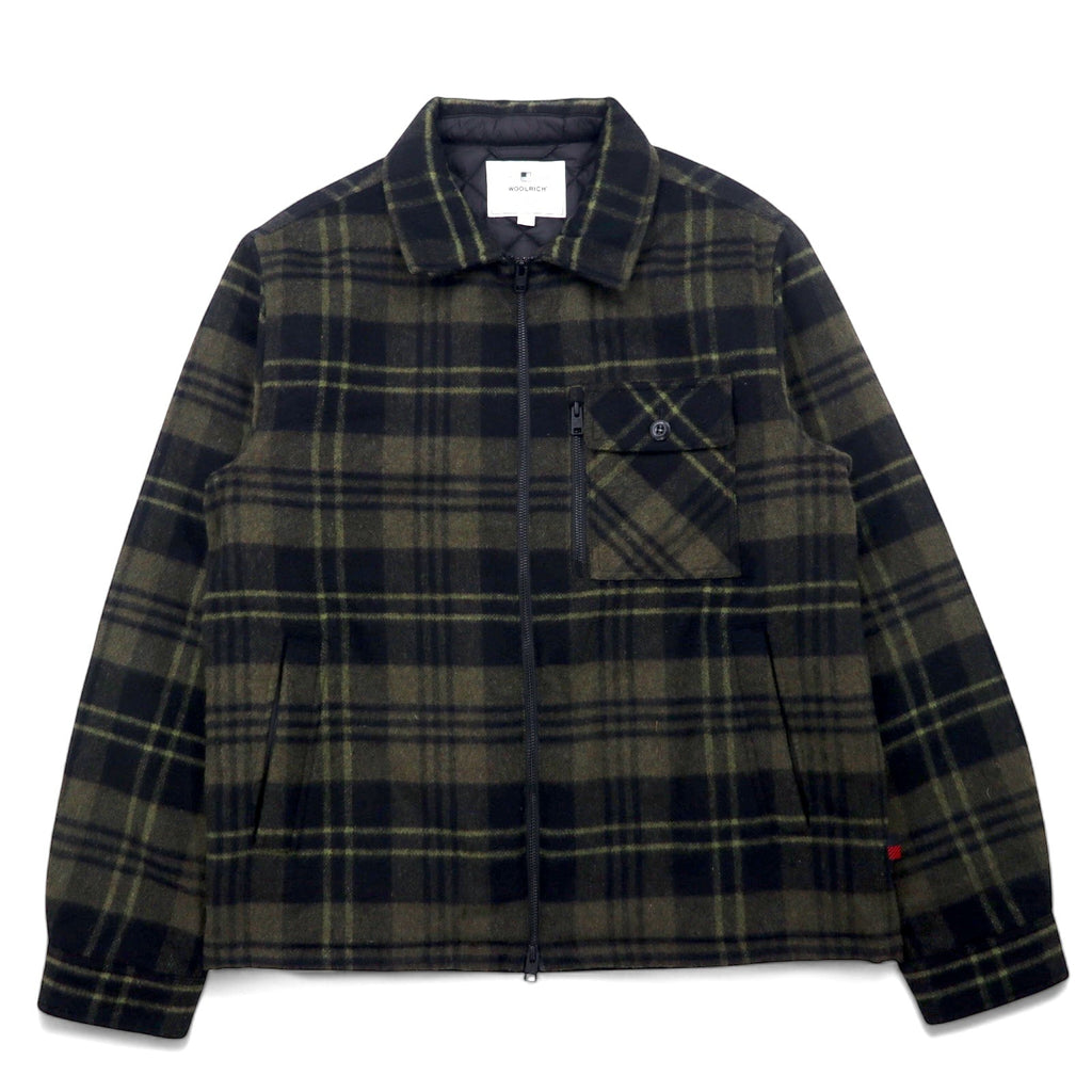 WOOLRICH WOOLEN MILLS Giubbotto imbottito con zip L cachi a quadri lana doppia zip ARCHIVE PATTERN doppia zip WOOS0039