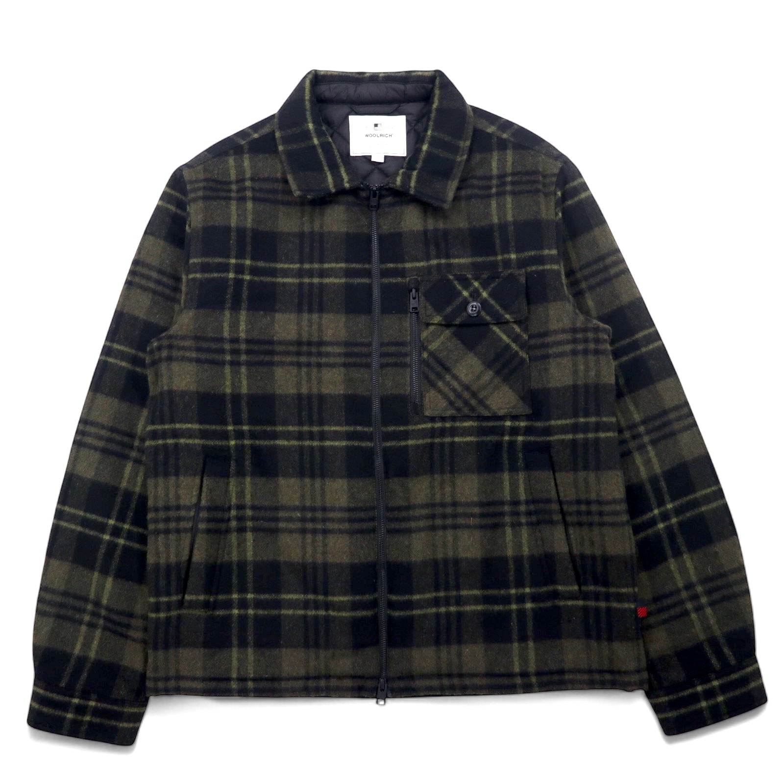 WOOLRICH WOOLEN MILLS Giubbotto imbottito con zip L cachi a quadri lana doppia zip ARCHIVE PATTERN doppia zip WOOS0039
