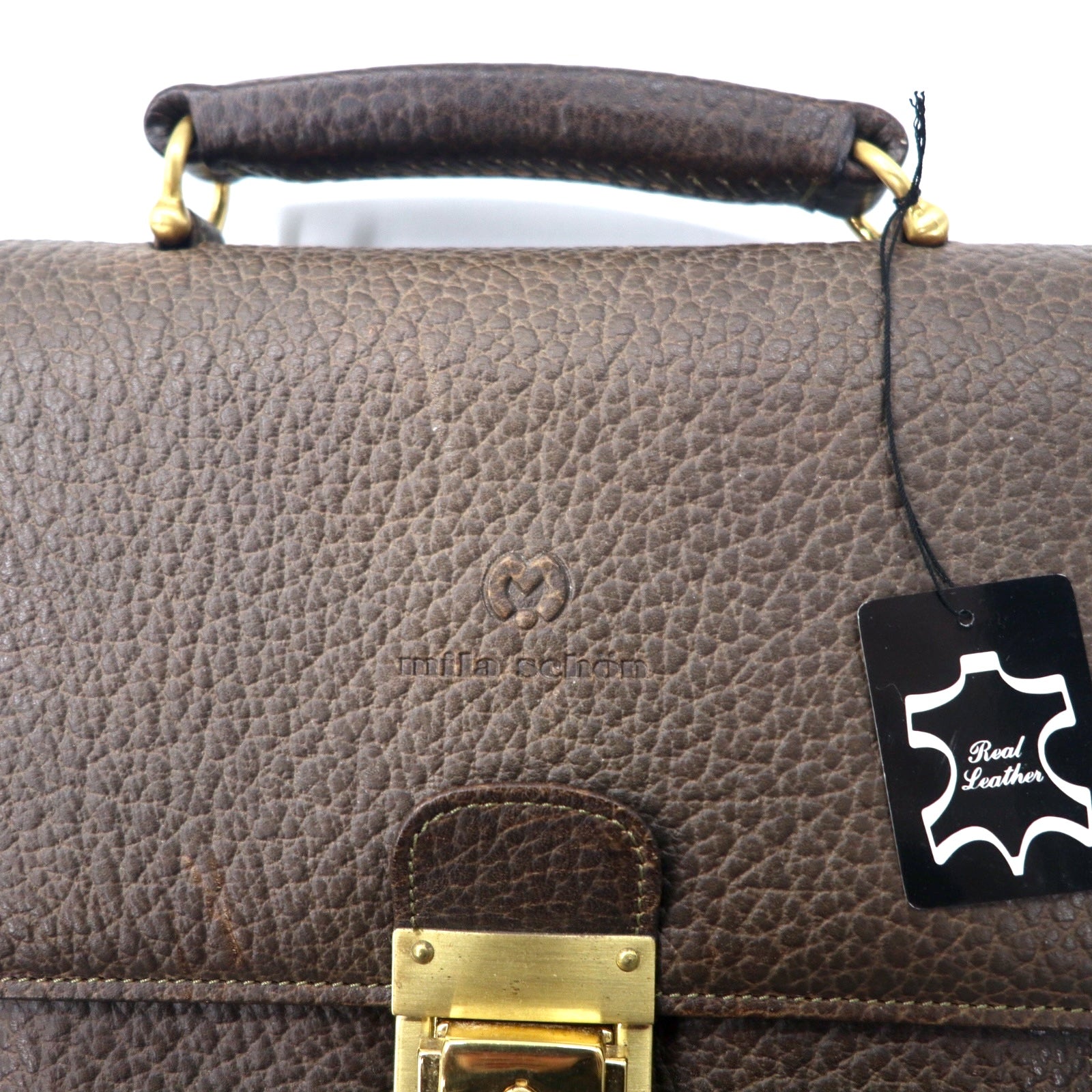 Mila Schön borsa a tracolla 2WAY marrone, pelle di vacchetta martellata, mai usata