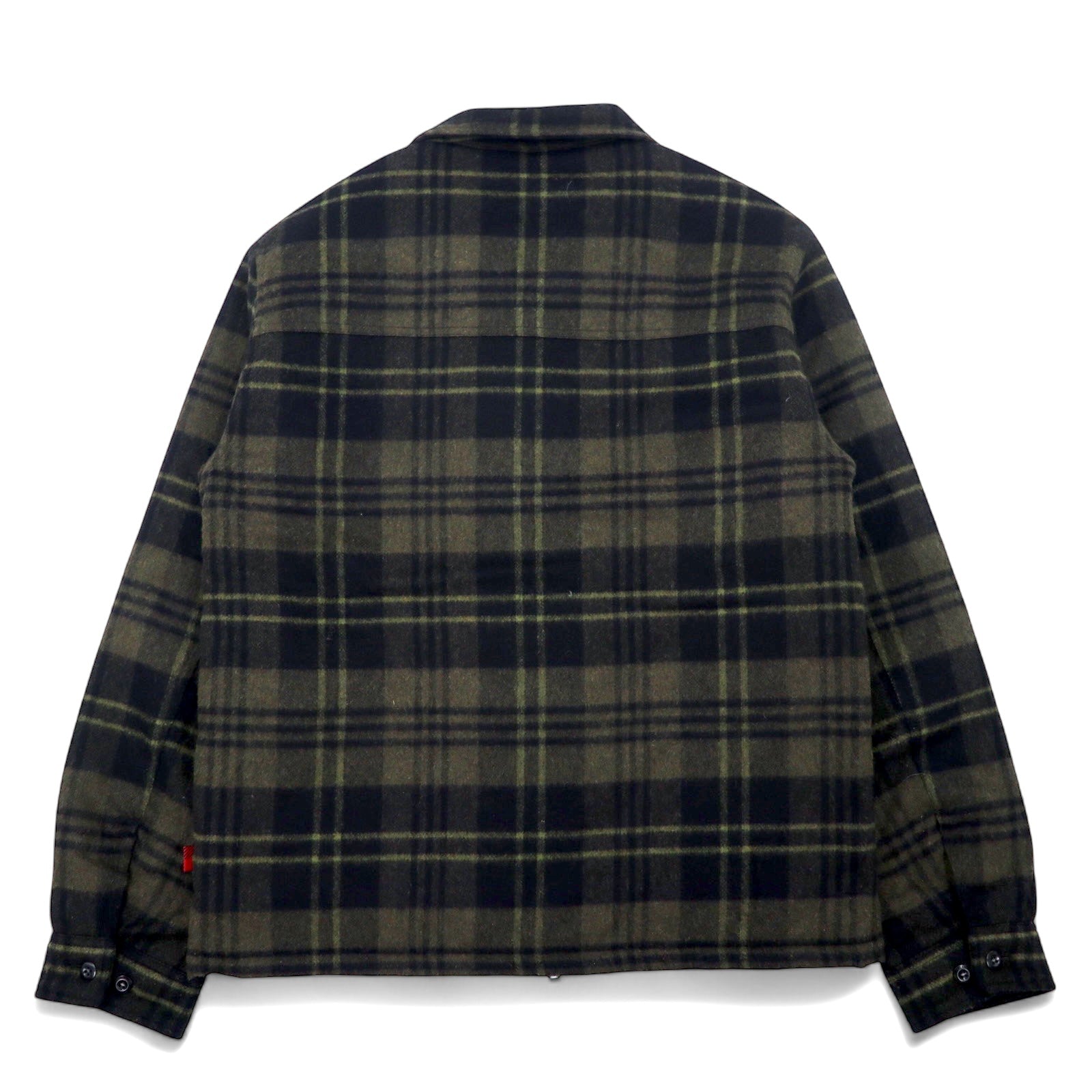 WOOLRICH WOOLEN MILLS Giubbotto imbottito con zip L cachi a quadri lana doppia zip ARCHIVE PATTERN doppia zip WOOS0039