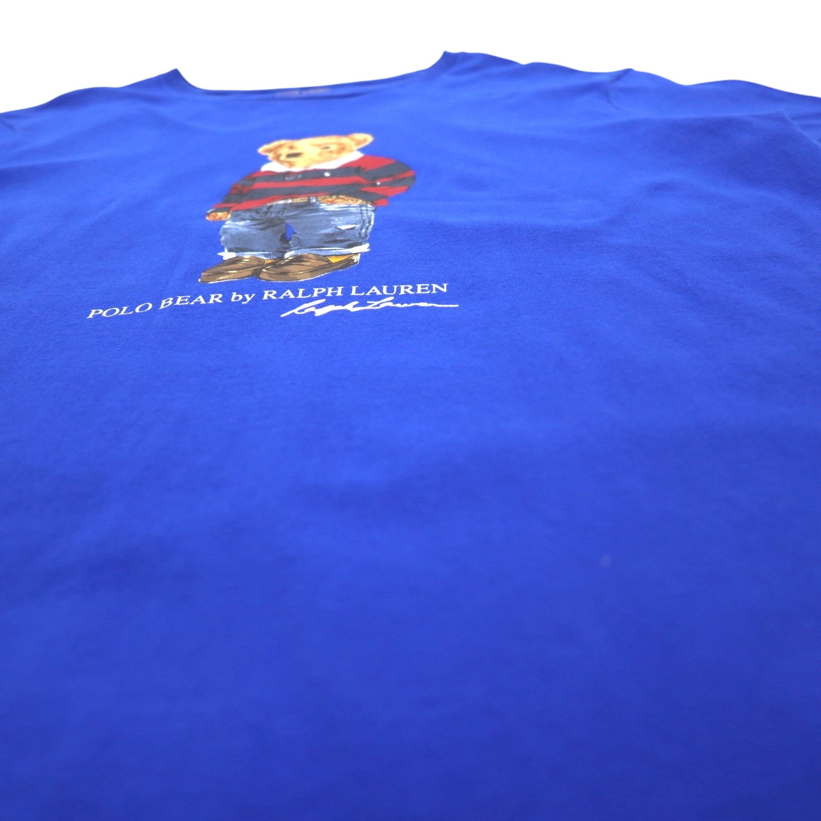 POLO RALPH LAUREN T-shirt con stampa Polo Bear L blu cotone CUSTOM SLIM FIT