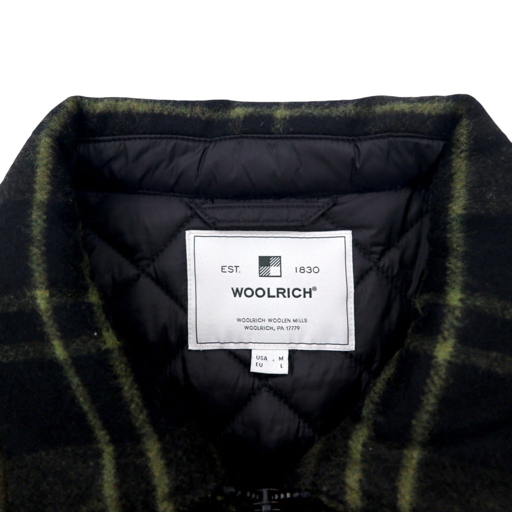 WOOLRICH WOOLEN MILLS Giubbotto imbottito con zip L cachi a quadri lana doppia zip ARCHIVE PATTERN doppia zip WOOS0039