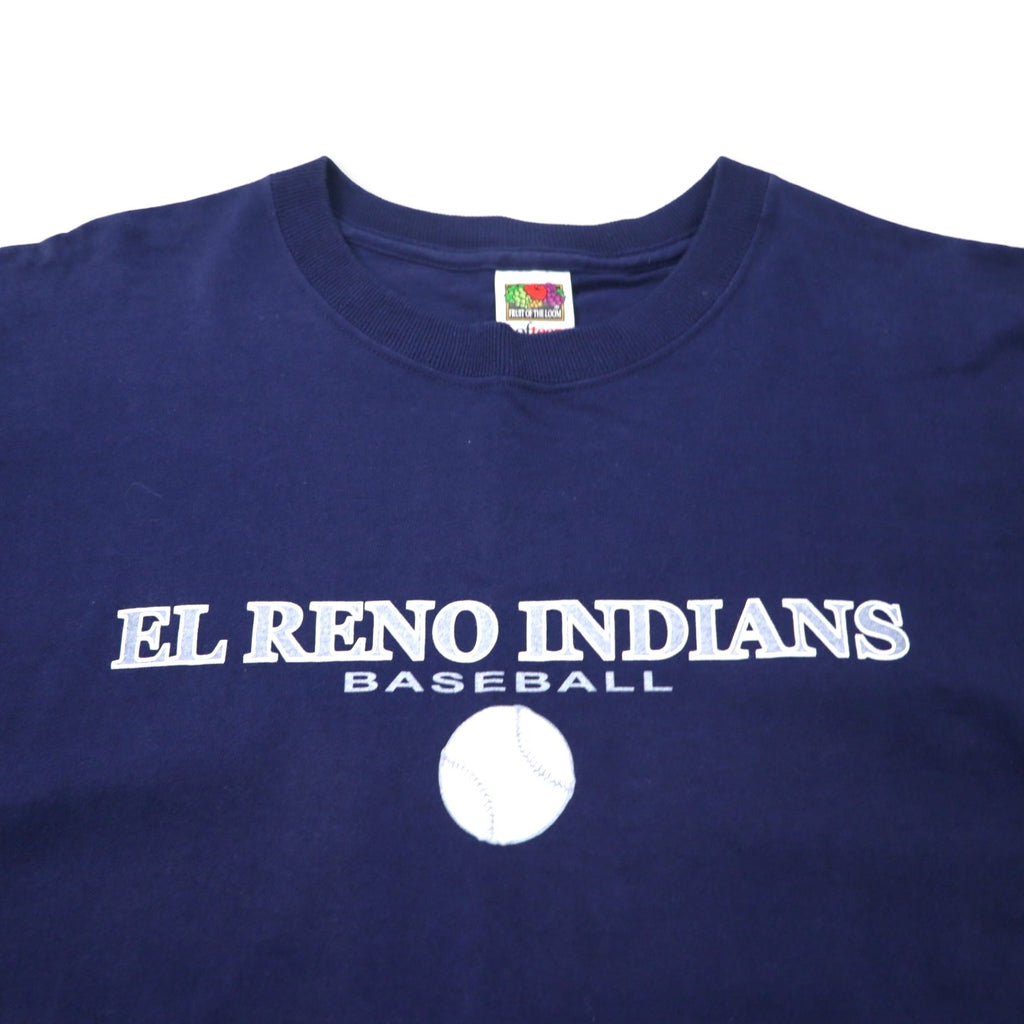 T-shirt con stampa Baseball FRUIT OF THE LOOM XXL blu navy cotone Loftdez taglia grande EL RENO INDIANS Made in Honduras