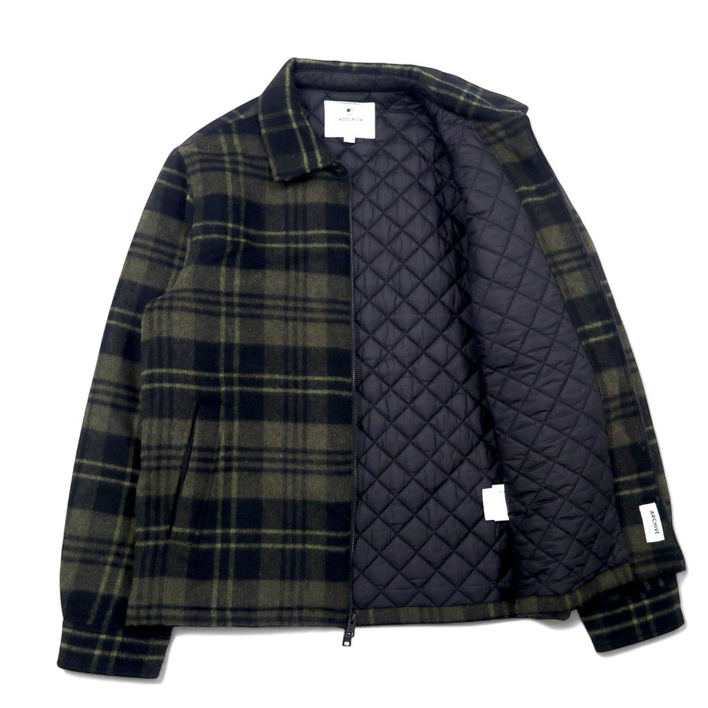 WOOLRICH WOOLEN MILLS Giubbotto imbottito con zip L cachi a quadri lana doppia zip ARCHIVE PATTERN doppia zip WOOS0039