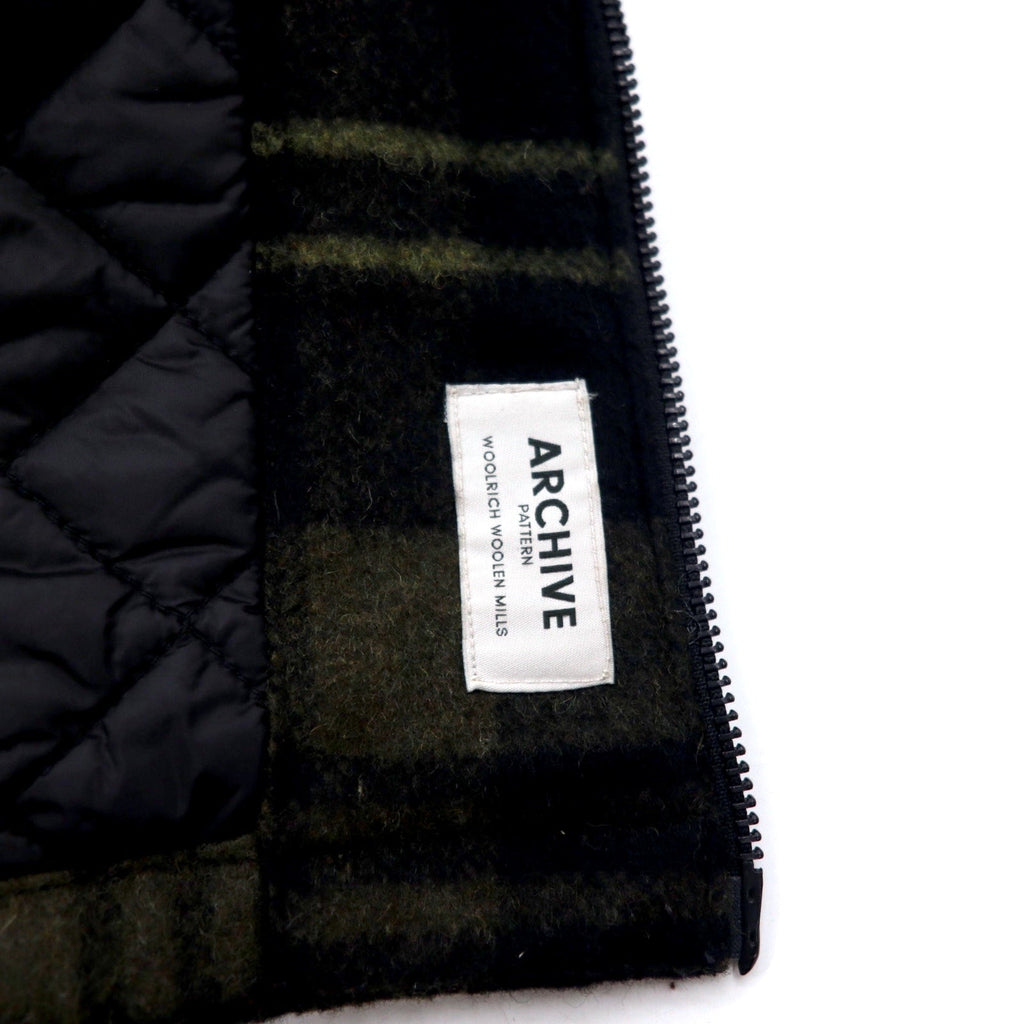 WOOLRICH WOOLEN MILLS Giubbotto imbottito con zip L cachi a quadri lana doppia zip ARCHIVE PATTERN doppia zip WOOS0039